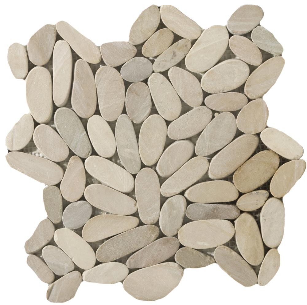 Emser M18VENETA1212MFP11 Flat Venetian Pebble 11-Pack Tan Natural Stone Border Tile (12-in x 12-in)