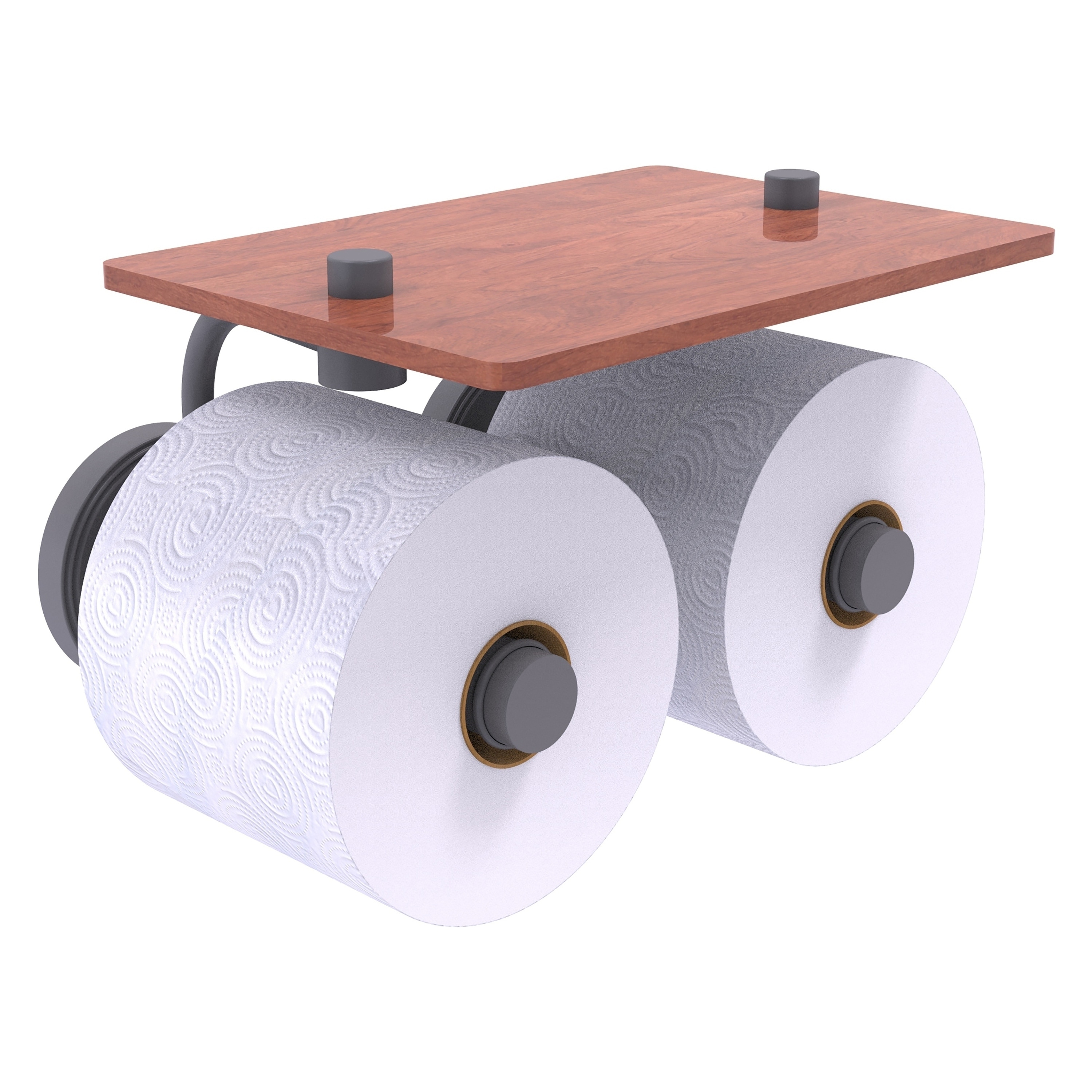 Allied Brass PR-24-2S-IRW-GYM Prestige Regal Matte Gray Wall mount Double post Toilet Paper Holder 2 -Rolls with Storage