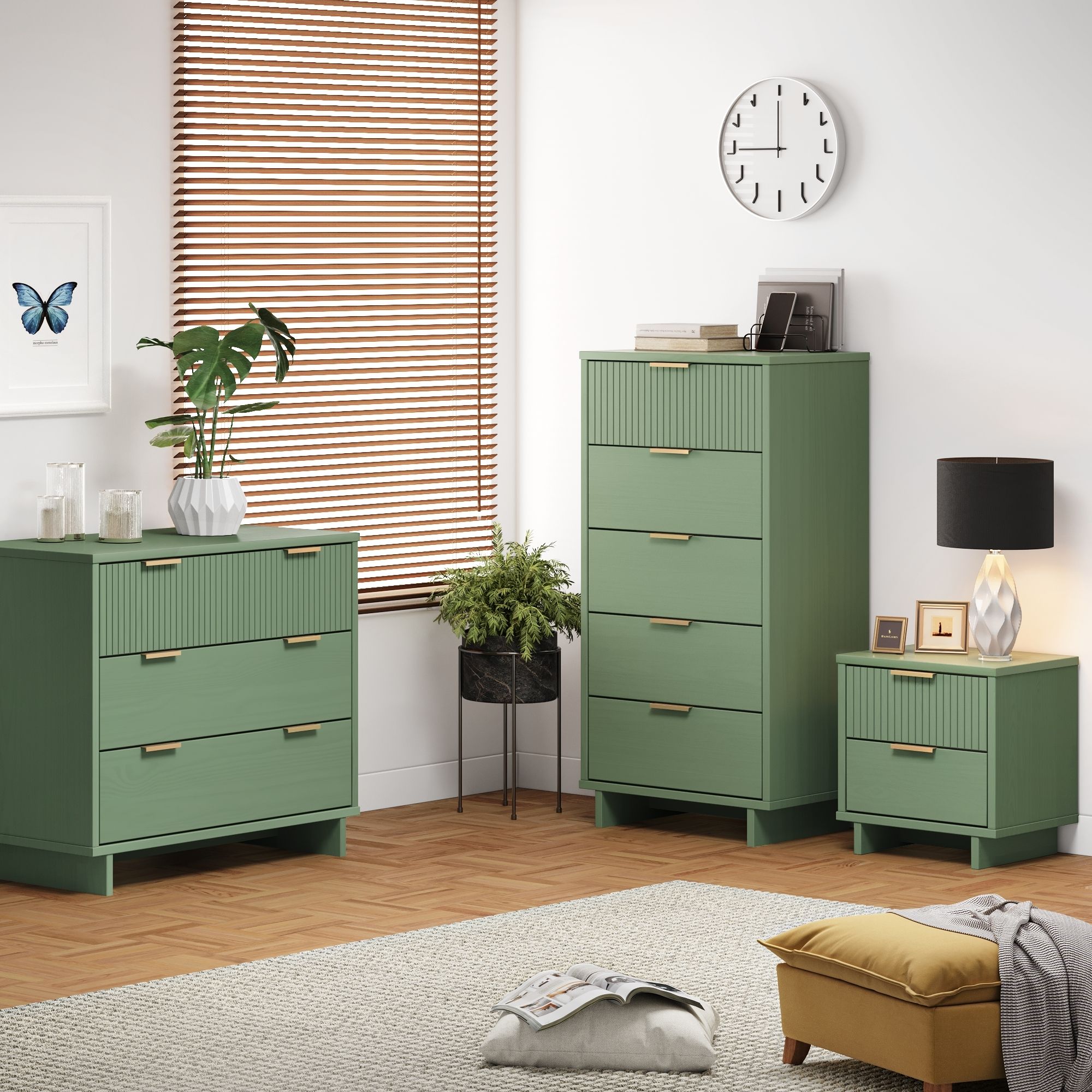 Manhattan Comfort GRAN053 Green Full Bedroom Set