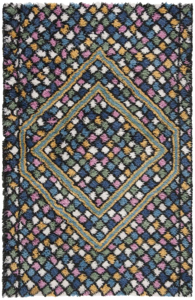 Safavieh CSB750M-5 Casablanca Ansar 5 x 8 (ft) Tufted Wool Blue/Gold Rectangular Indoor Abstract Bohemian/Eclectic Area rug