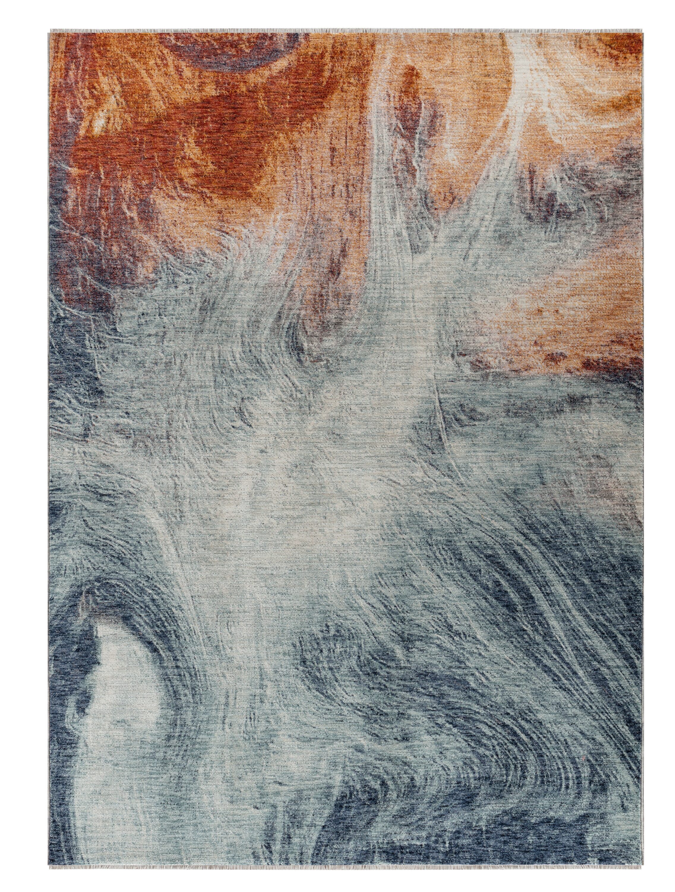 MDA Rugs Legacy 6 x 9 Gray/Orange Indoor Abstract Area Rug in the Rugs  department at