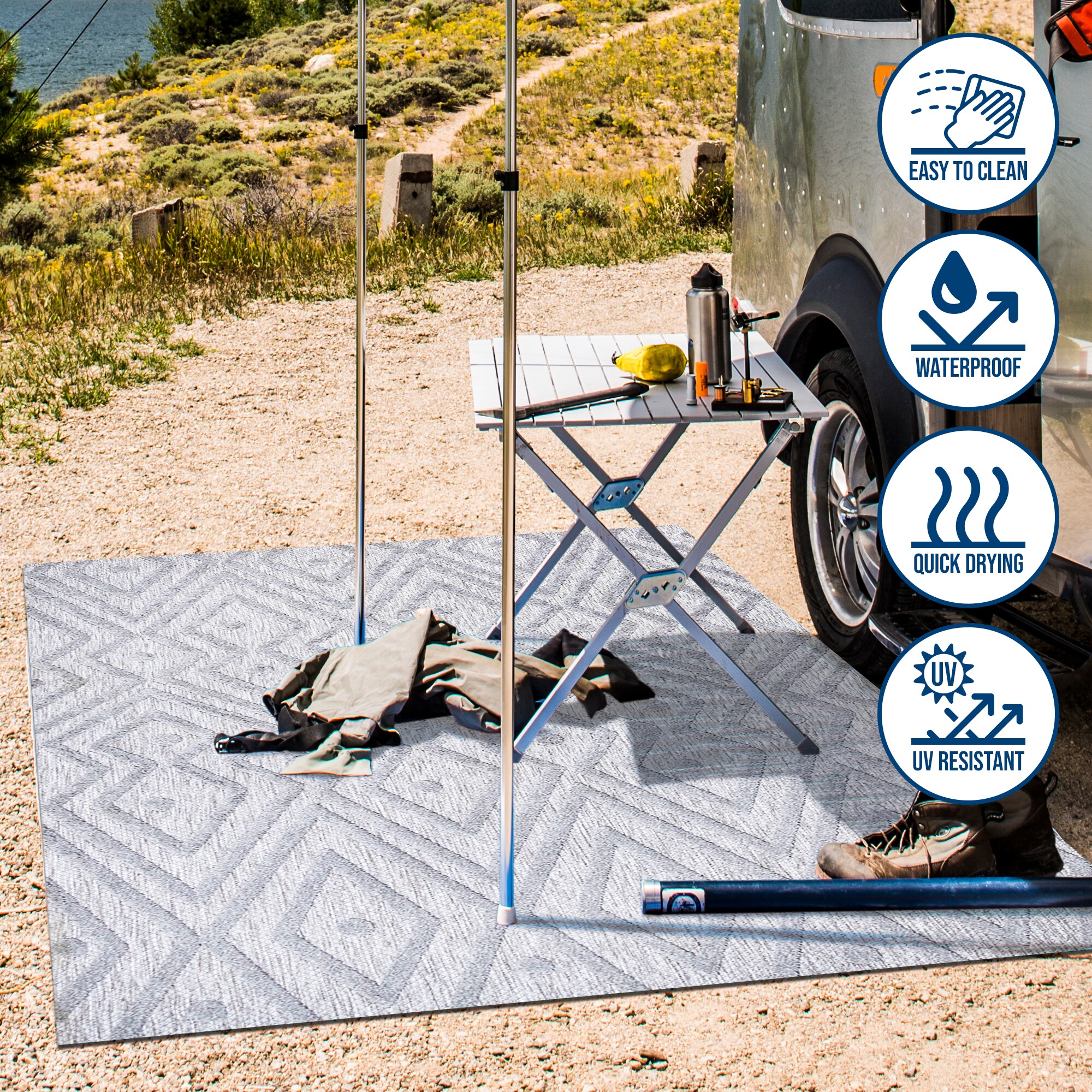 Modern Moroccan Diamond Light Gray Synthetic Area Rug - Reversible and Easy Care