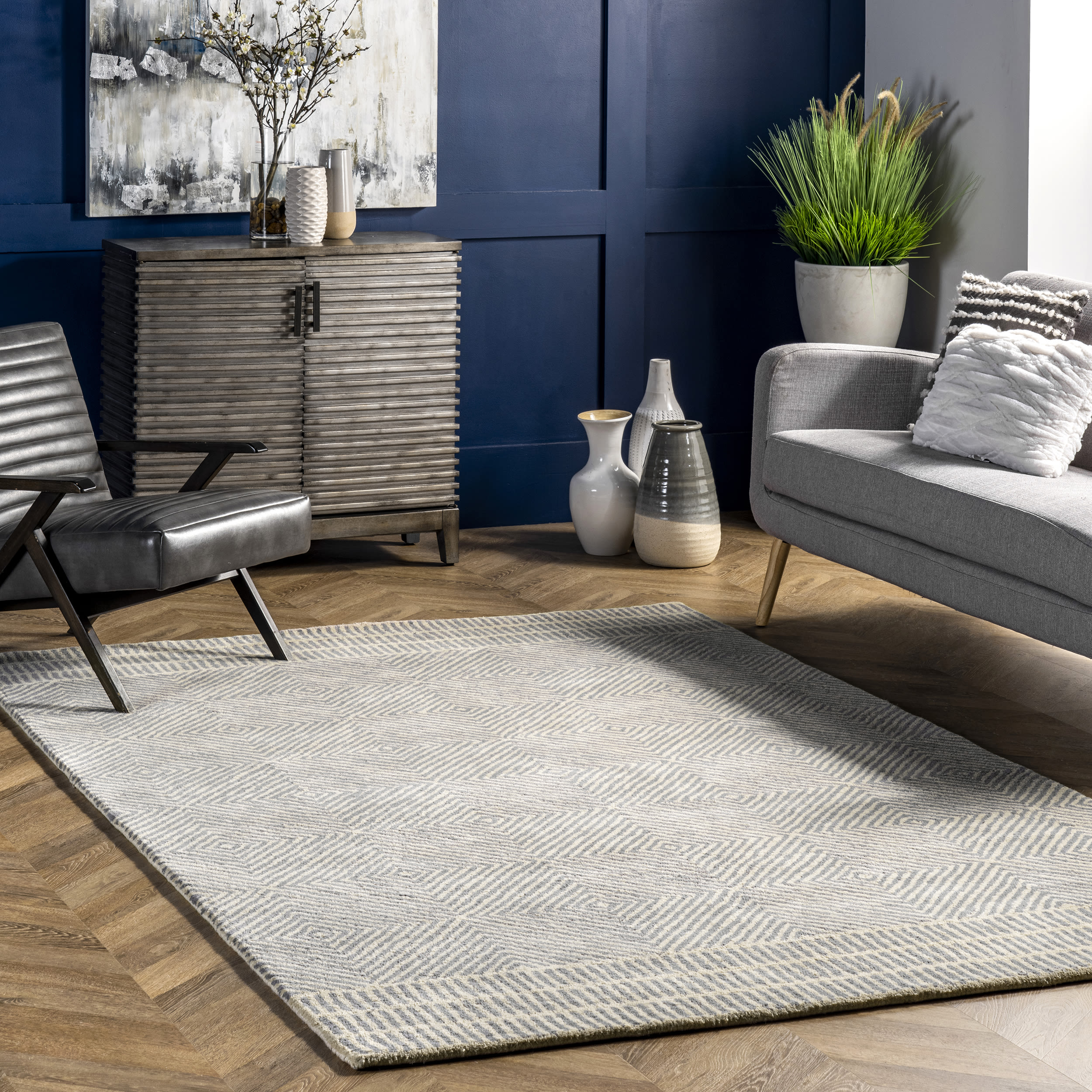 nuLOOM MTDV01A-609 Diamond 6 x 9 (ft) Wool Gray Rectangular Indoor Geometric Area rug