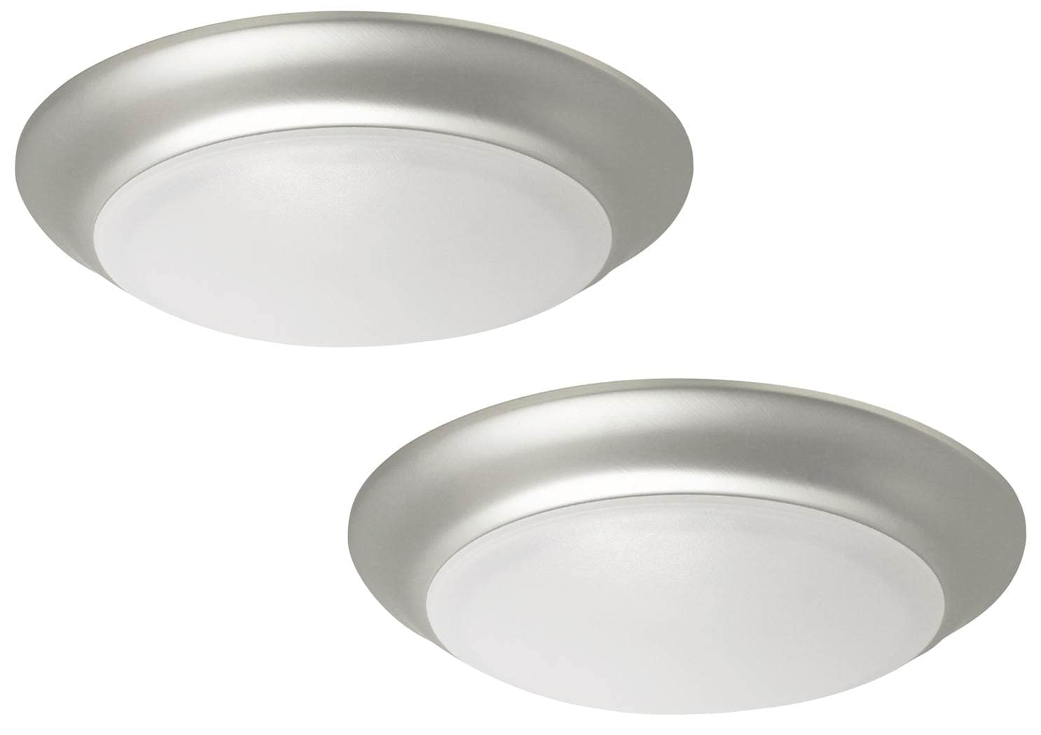 Project Source 1-Light 7.4-in Brushed Flush Flush at Light department the Nickel LED (2-Pack) Lighting in Mount Mount