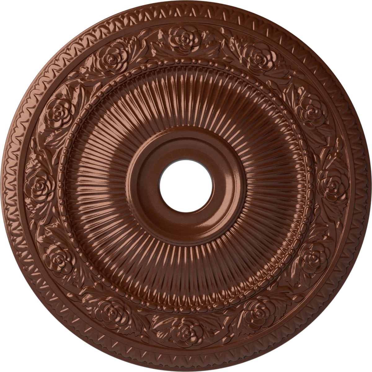 Ekena Millwork CM24LO1CPS Logan 24.25-in W x 24.25-in L Painted Copper Penny Polyurethane Whole Ceiling Medallion