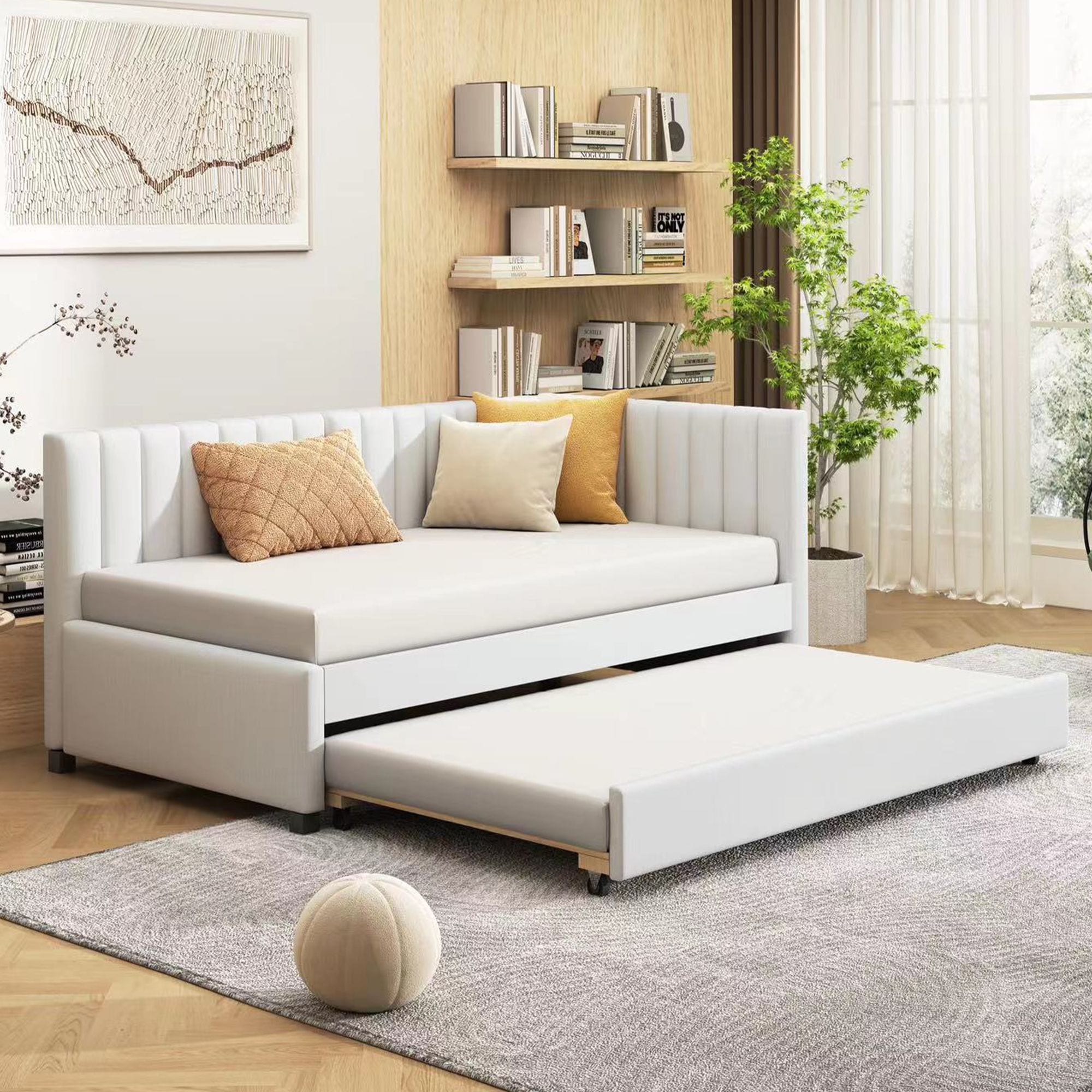 Yiekholo LL-1865AAA Beige Twin Wood Bed frame Bed