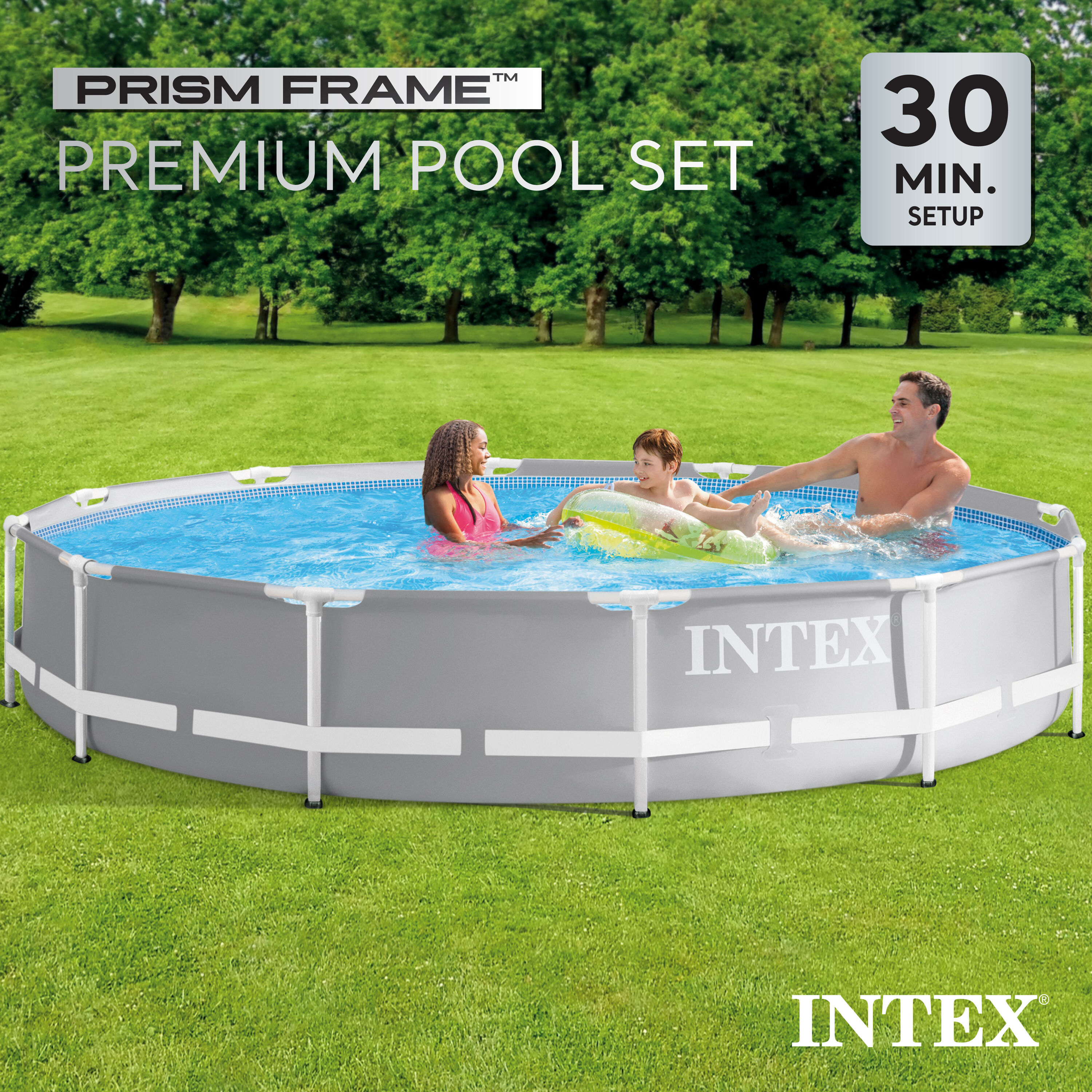 Intex 12-ft x 12-ft x 30-in Metal Frame Round Above-Ground Pool with ...