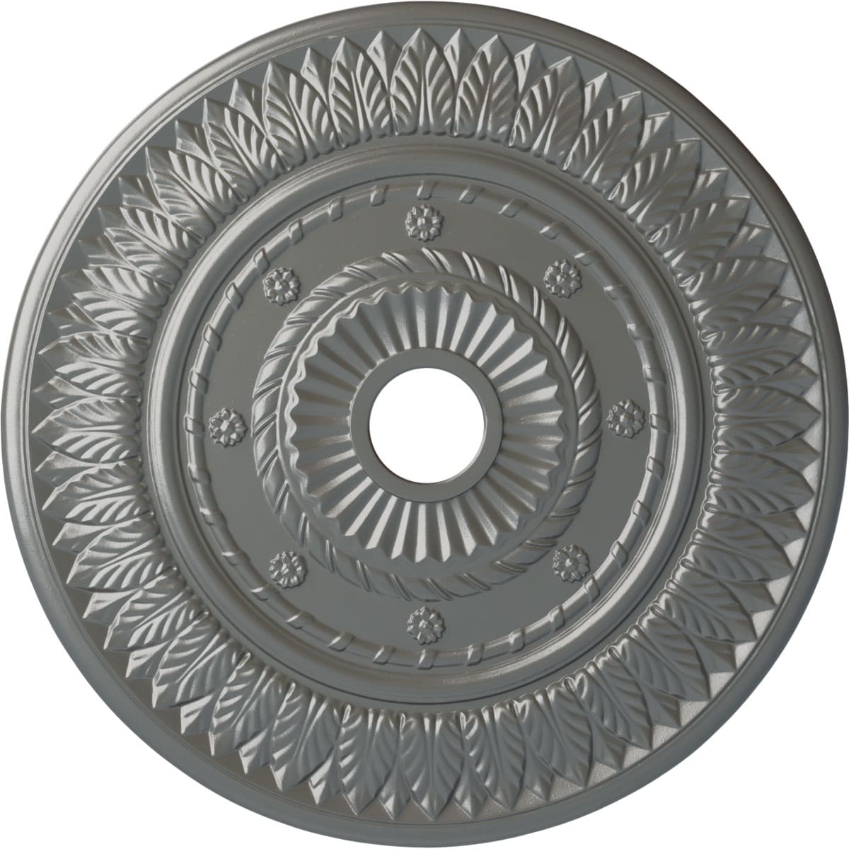 Ekena Millwork CM26LFSLS Leaf 26.75-in W x 26.75-in L Painted Silver Polyurethane Whole Ceiling Medallion