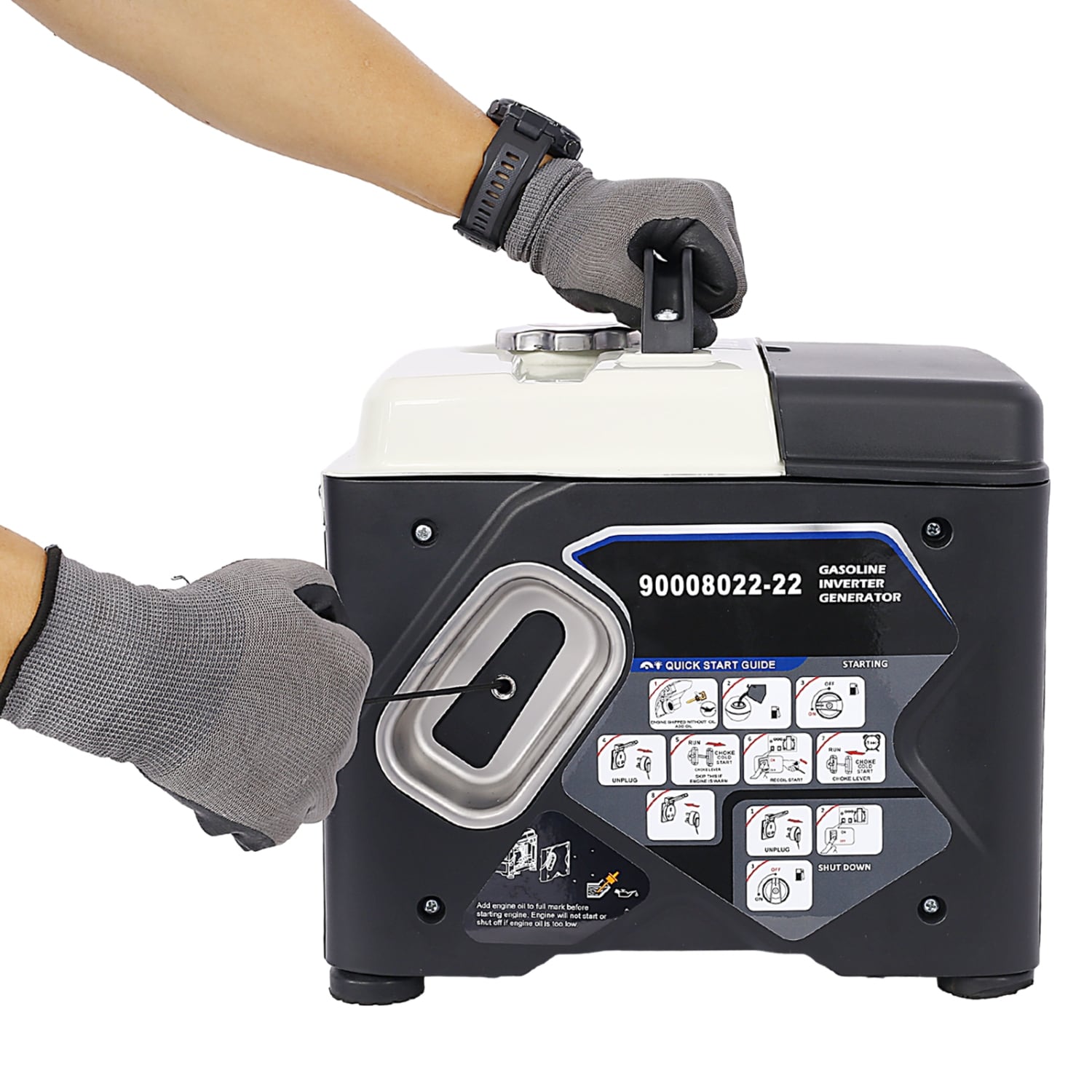 Wooakway Portable Inverter Generator Black 12.6 x 13 x 13.8 Inches Durable Steel Frame Backup Home Use  Camping Power Supply 1200W Ultra Quiet Gas Engine EPA Compliant Eco Mode Ultra Lightweight