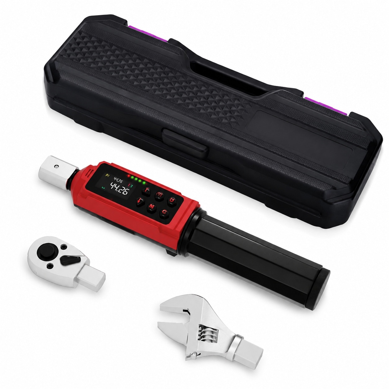 SenQWFa  Adjustable Digital Torque Wrench 0.66 to 44.29 Ft lb 0.9 to 60 Nm with 35mm Jaw 3/8 Drive Ratchet for HVAC Bicycle and Motorcycle Repair