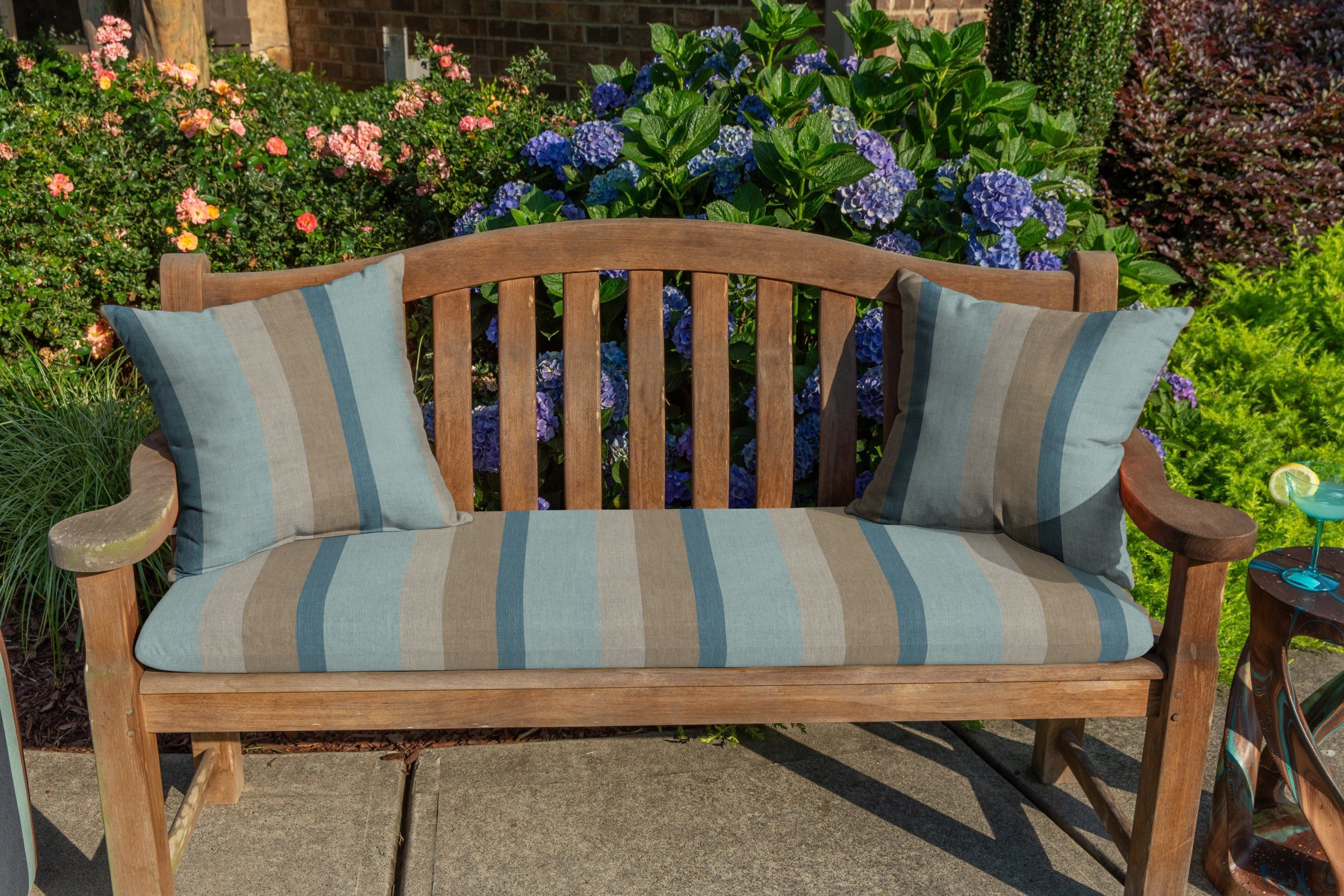 Gateway Mist Sunbrella® Striped Square Indoor/Outdoor Throw Pillow