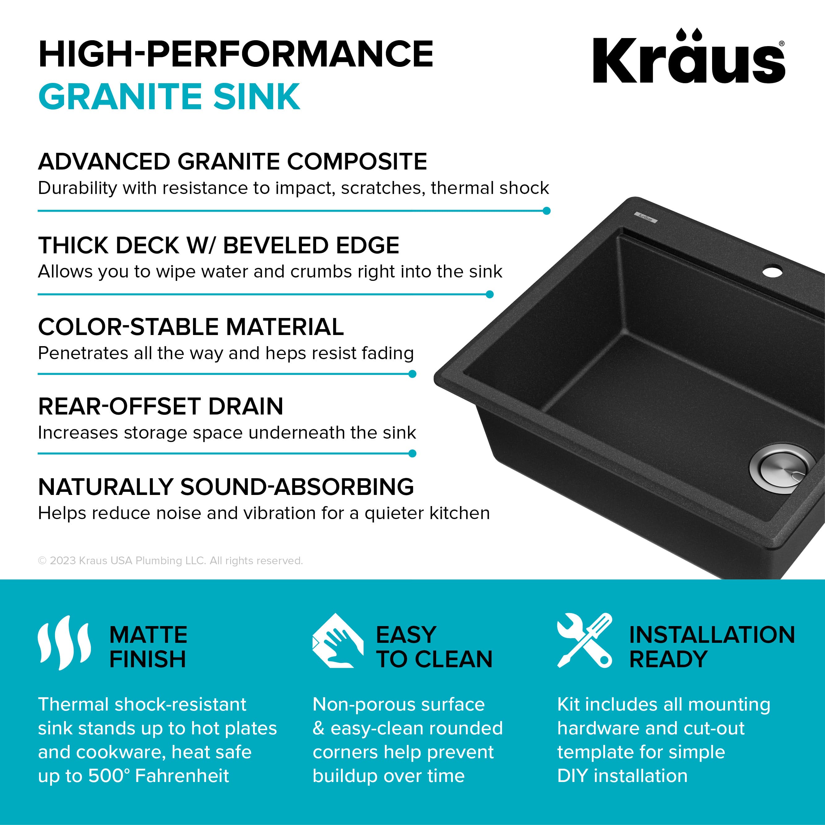 Kraus KGTW12-25MBL Kitchen-Sinks - View #12