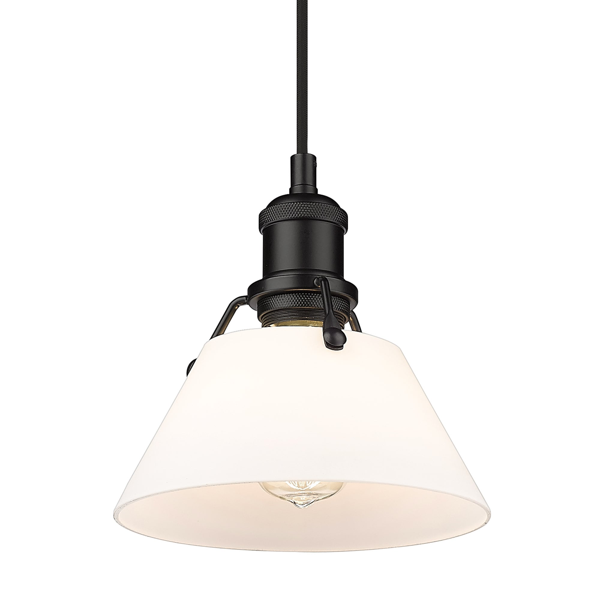 Orwell 7.5" Mini Pendant Light in Matte Black with Opal Glass