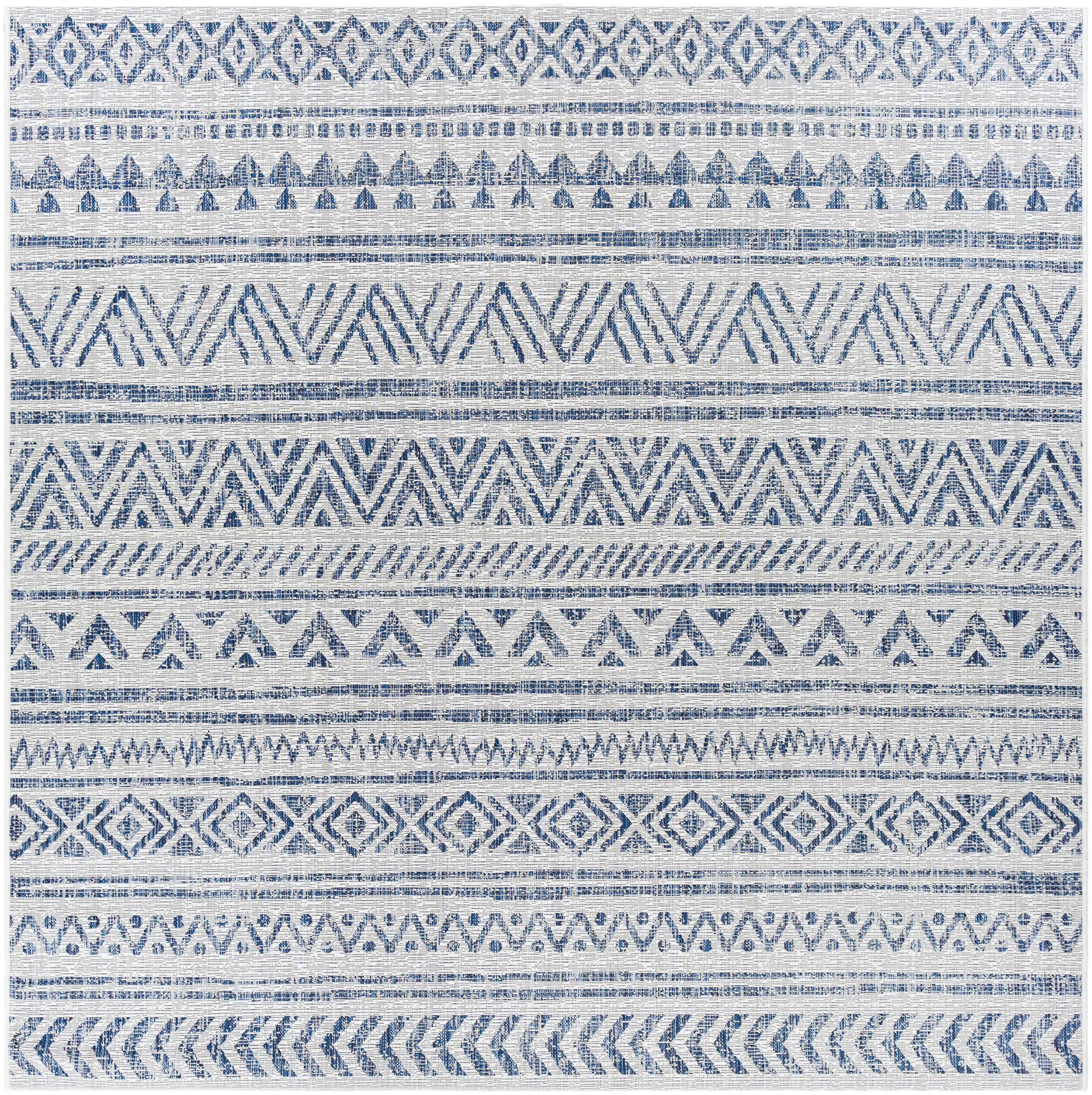Livabliss EAG2335-710SQ Eagean 8 x 8 (ft) Polypropylene Navy Square Indoor/Outdoor Chevron Global Area rug