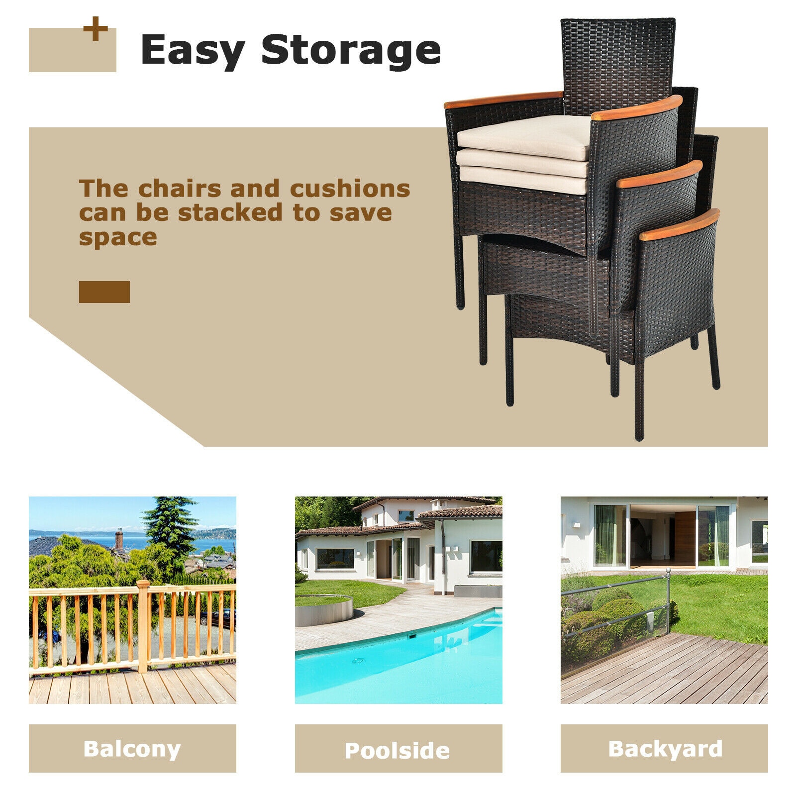 Clihome CWCH-HW68AD190B+ Patio-Dining-Sets - View #11
