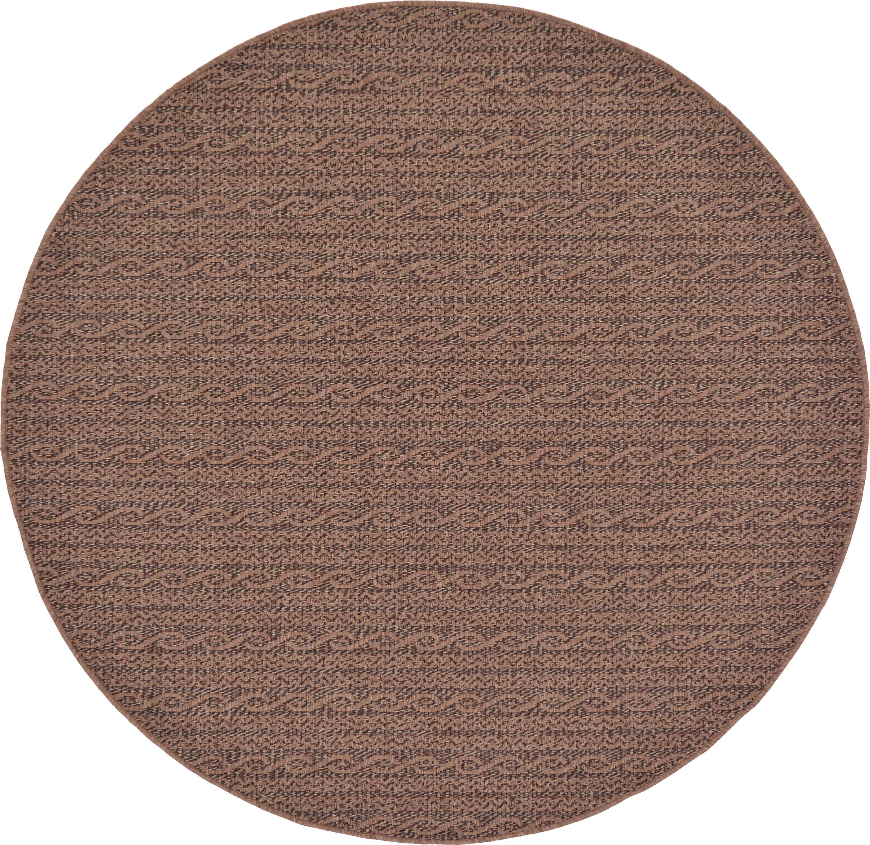 Unique Loom 3126531 Links Outdoor 6 x 6 (ft) Loomed Polypropylene Brown/Black Round Indoor/Outdoor Stripe French Country Area rug