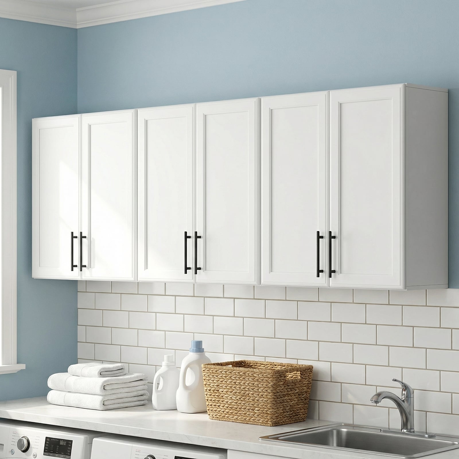 FIMELLO 70.8-in W x 21.6-in H Wood composite Wall-mount Utility Storage Cabinet