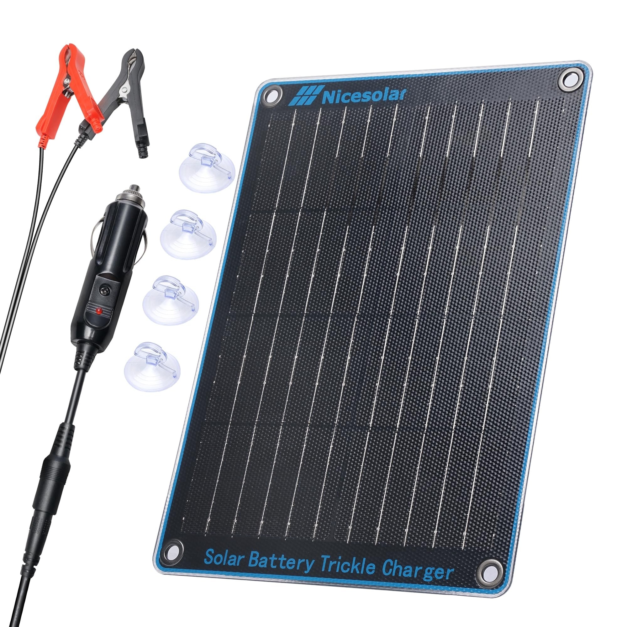 JVFCXXV 10W 12V Solar Panel Car power cell Trickle Charger with Cigarette Lighter Plug and Alligator Clip for Vehicle RV Boat Motorcycle #LJV0820G908