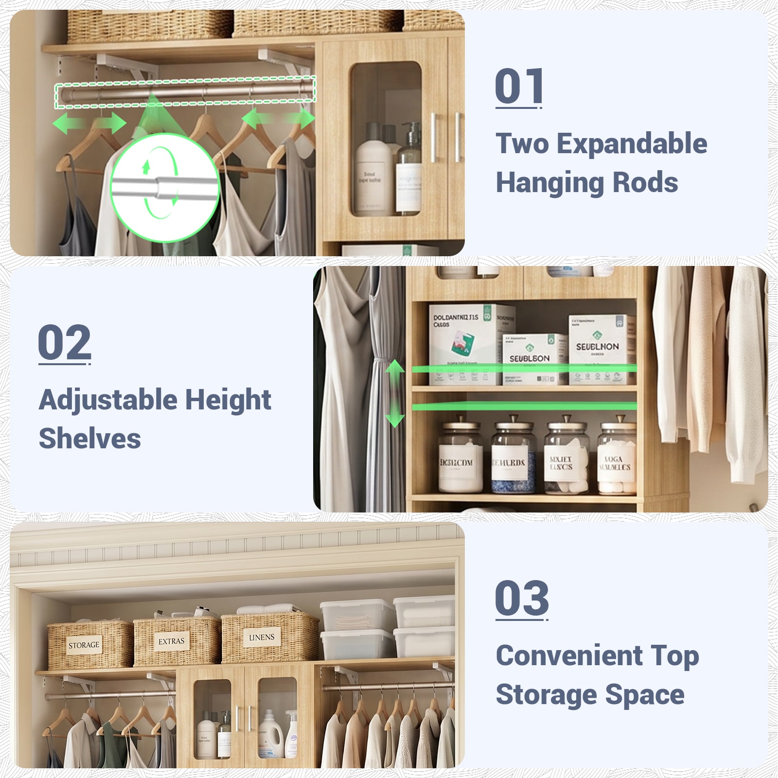 Aheaplus HLOD2S-N Wood-Closet-Kits - View #4