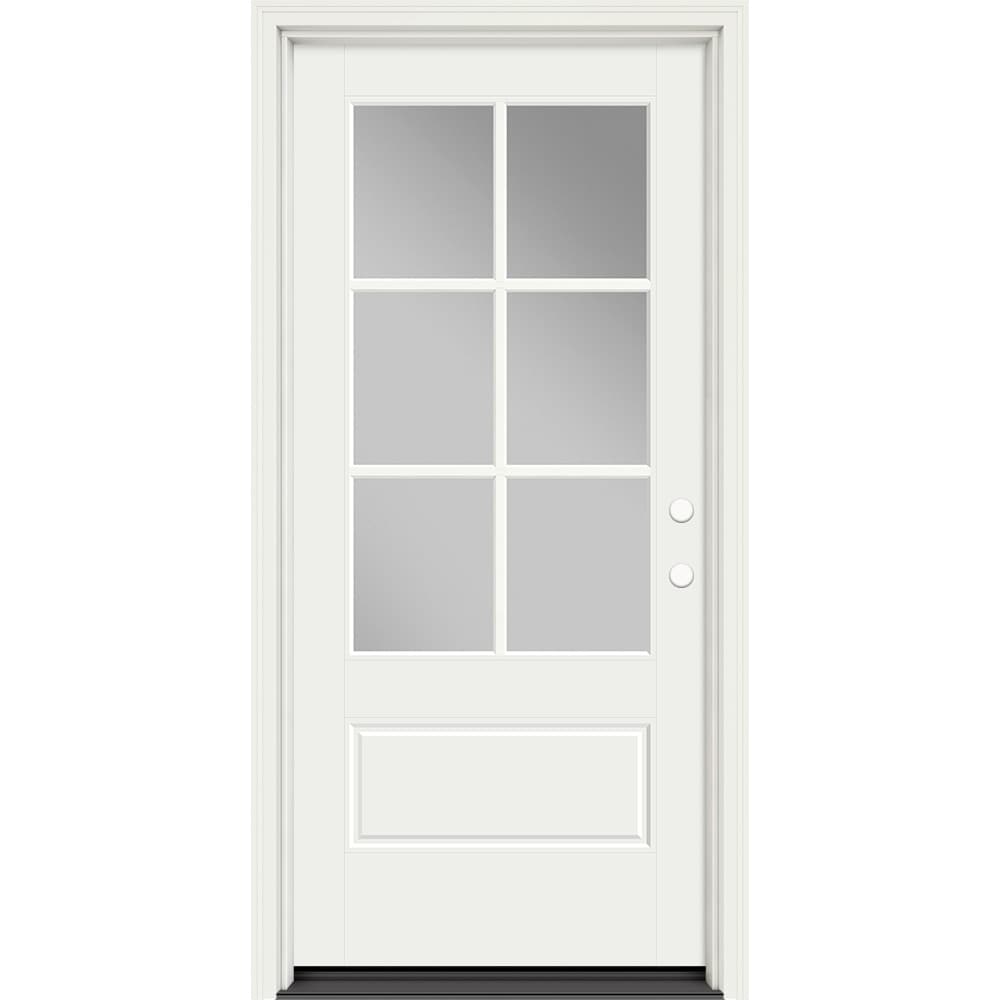 Masonite - M-Protect 36-in x 79-in x 4-9/16-in Fiberglass Left-hand inswing Arctic White Painted ...