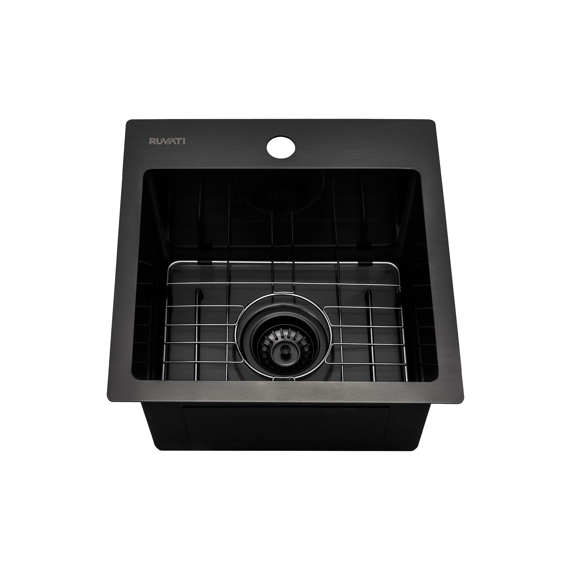 Ruvati RVH8115BL 15-in L x 15-in W Stainless steel 1-Hole Drop-in Commercial/Residential Bar Sink