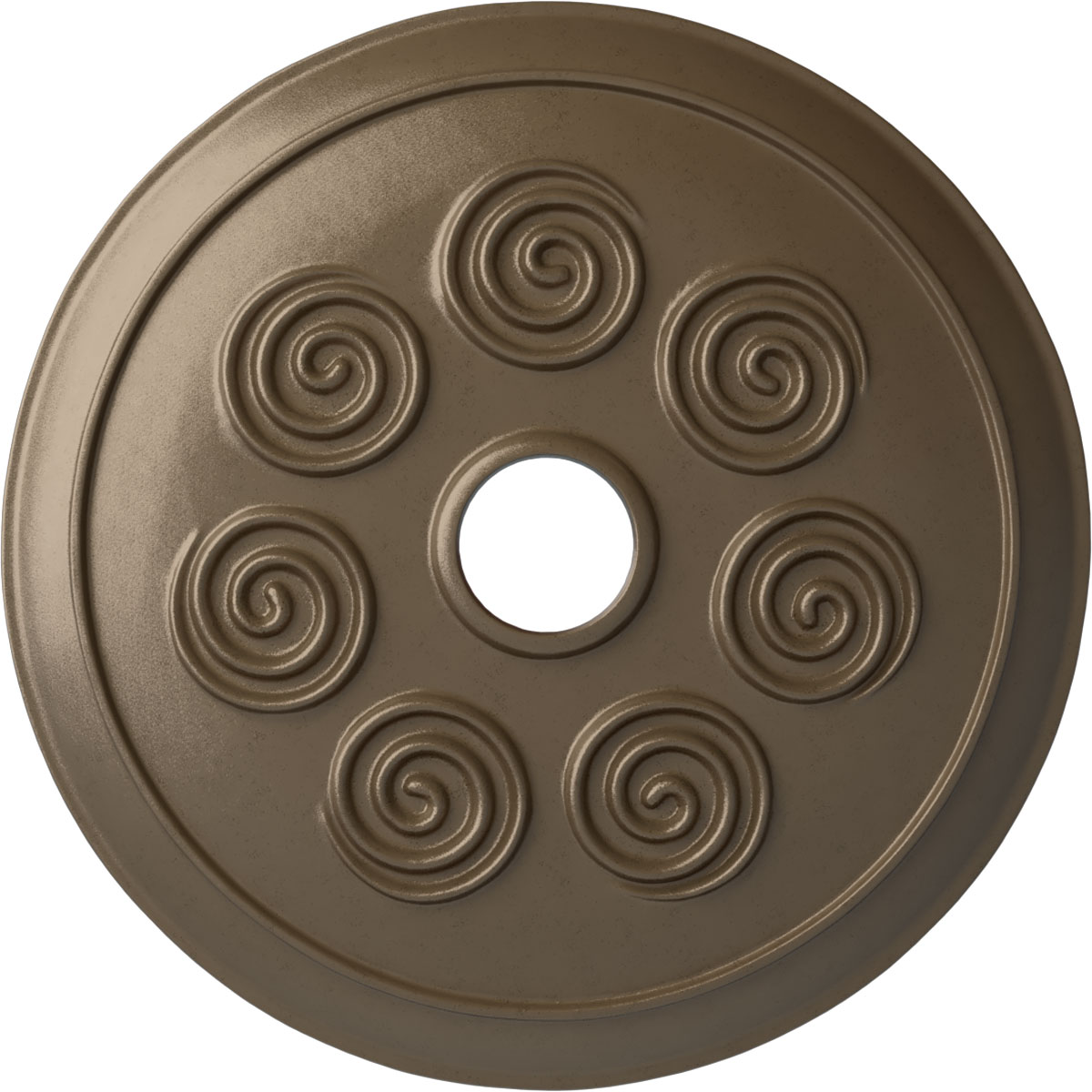 Ekena Millwork CM25SPWSS Spiral 25.25-in W x 25.25-in L Painted Warm Silver Polyurethane Whole Ceiling Medallion