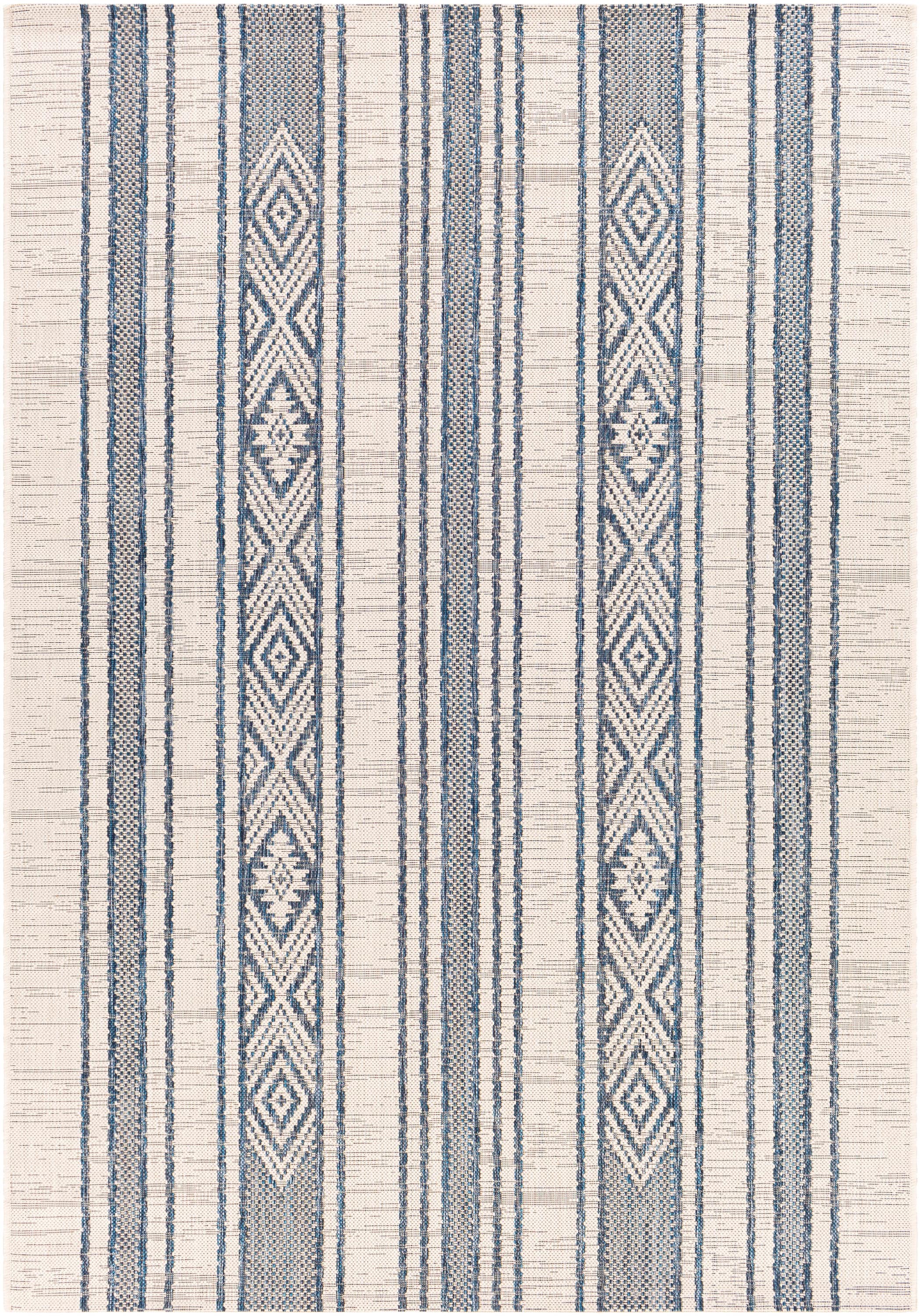 Livabliss EAG2351-2712 Eagean 3 x 12 (ft) Polypropylene Bright Blue Rectangular Indoor/Outdoor Medallion Global Area rug