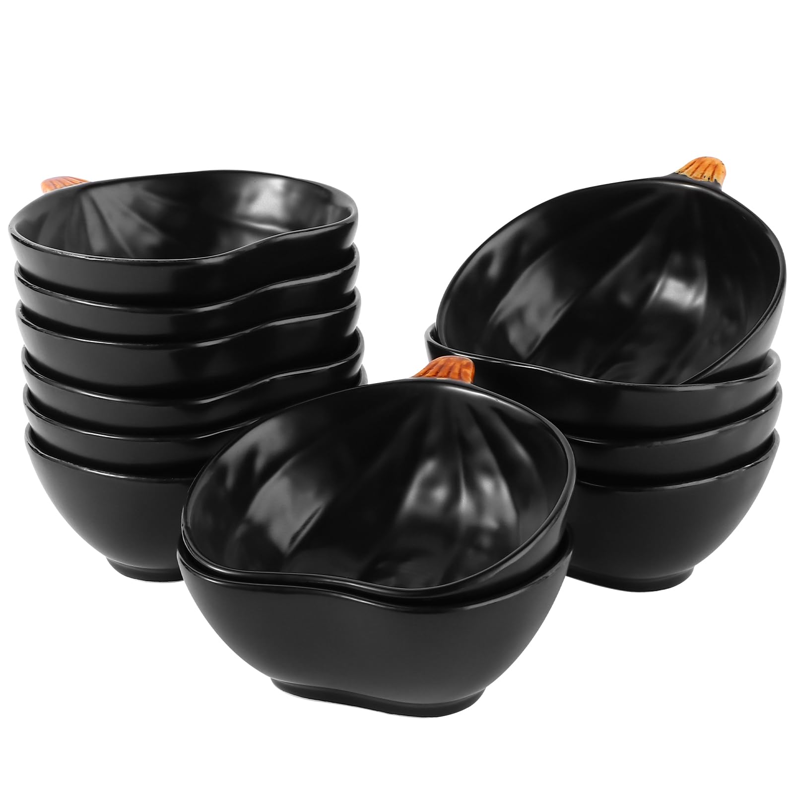 Aoibox  6 oz Orange Ceramic Pumpkin Shaped Condiment and Dipping Sauce Bowl Set of 12 Condiment Servers