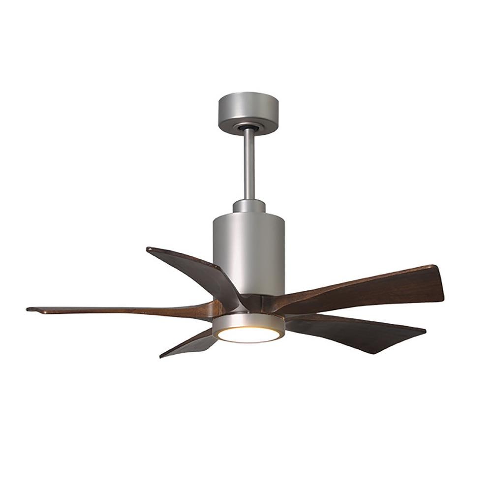 Matthews Fan Company PA5-BN-WA-42 Patricia-5 42-in Color-Changing Integrated LED Outdoor Brushed Nickel with Walnut Tone Blades Ceiling Fan With Light - Remote Included ( 5 -Blade )