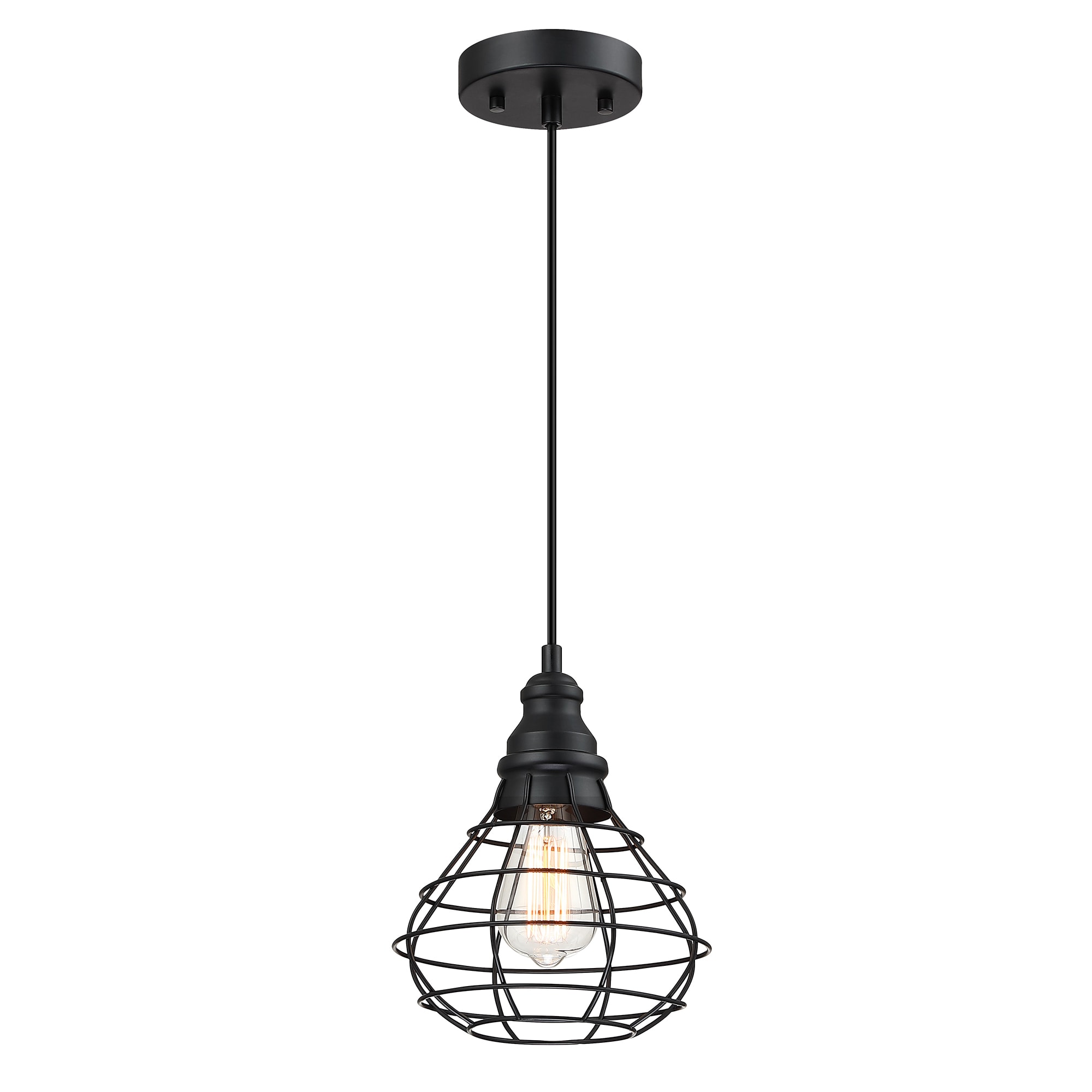 Hukoro 51391-BK 1-Light Pendant Black Farmhouse Cylinder Mini Hanging Pendant light