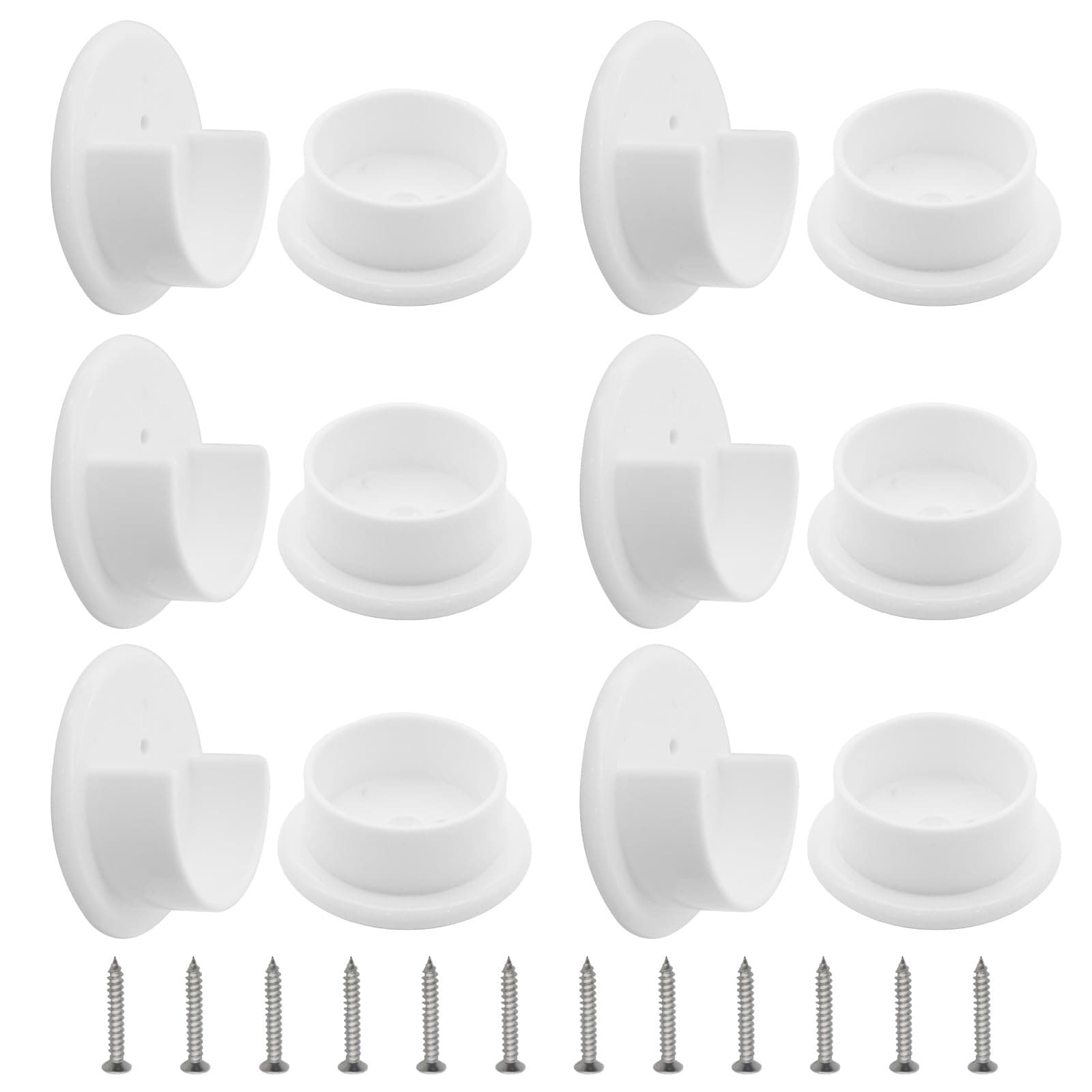 Aoibox  12 Piece Plastic Closet Pole Socket Set 1 3 8 in U Shaped Open Type Rod Holders with Mounting Screws