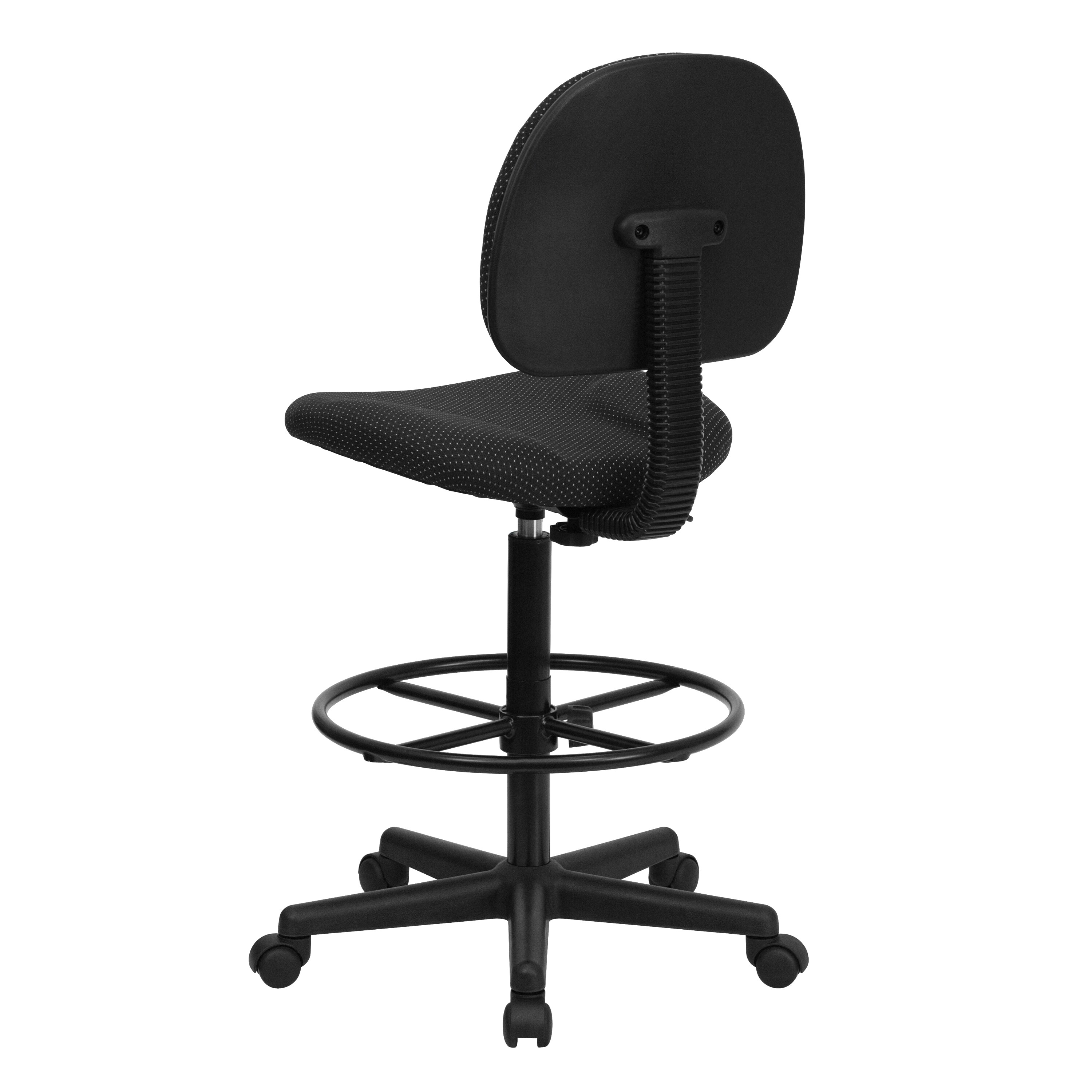 Black Adjustable Swivel Drafting Chair with Foot Ring