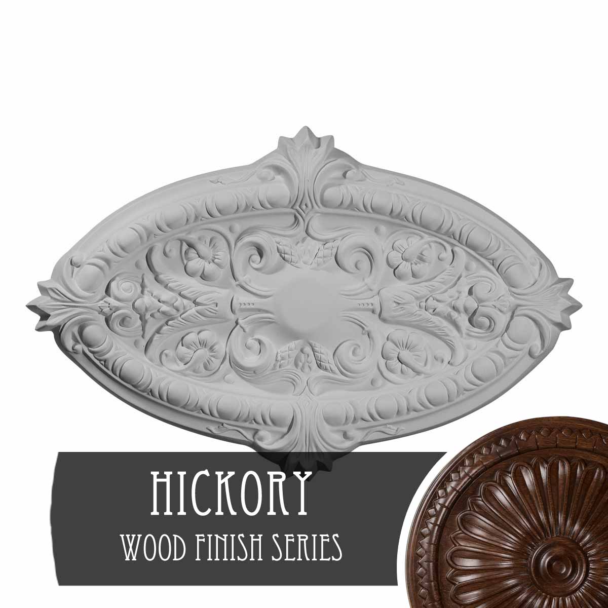 Ekena Millwork CM26MRHIS Marcella 17.25-in W x 26.75-in L Hickory Polyurethane Ceiling Medallion