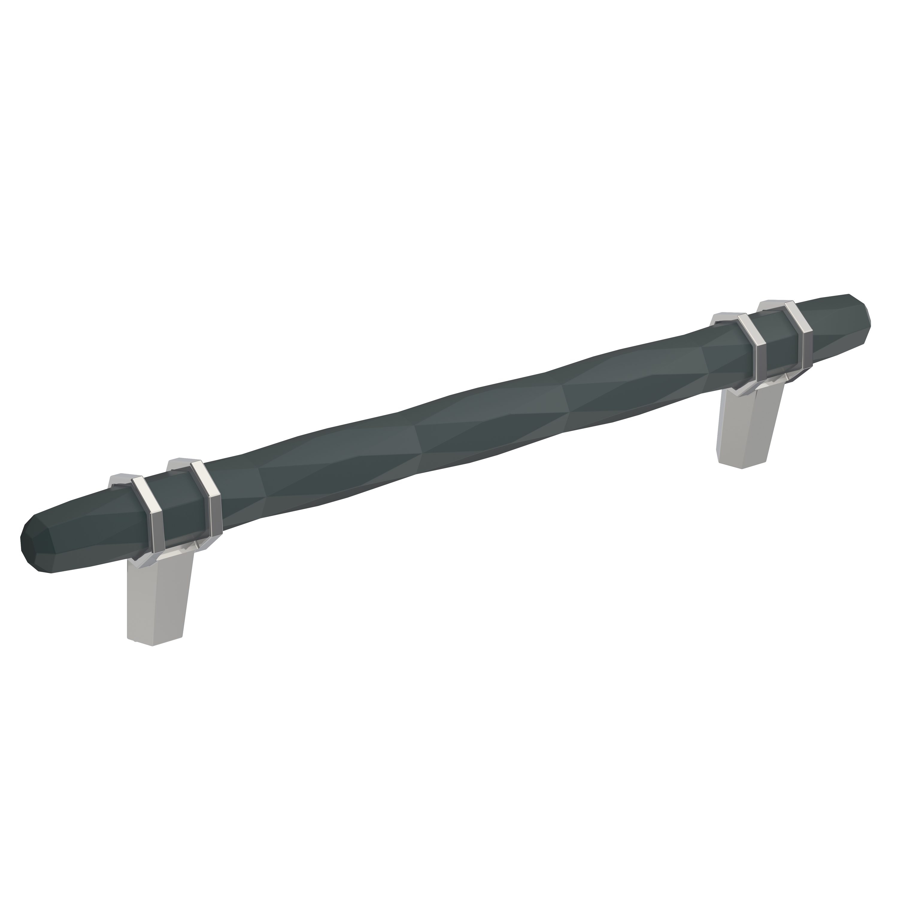 Modern Black Bronze and Polished Chrome Bar Cabinet Pull