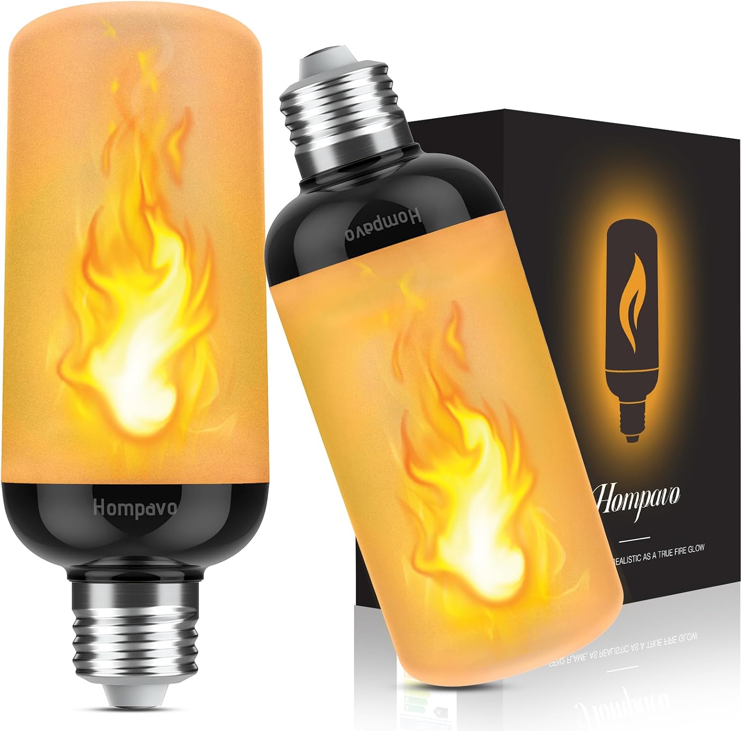 ZHANYIGY Gen2 LED Flame Light Bulbs Like Real Fire 4-Mode Flickering Light Bulbs with Upside Down Effect E26 Flame Bulb for Halloween Christmas Party Patio Porch Home Indoor and Outdoor Decorations 2 LED E26 Flickering Light Bulbs with Upside Down Effect for
