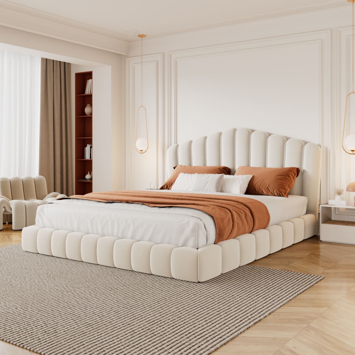 Streamdale Furniture Streamdale Velvet Upholstered Queen Bed Frame ...