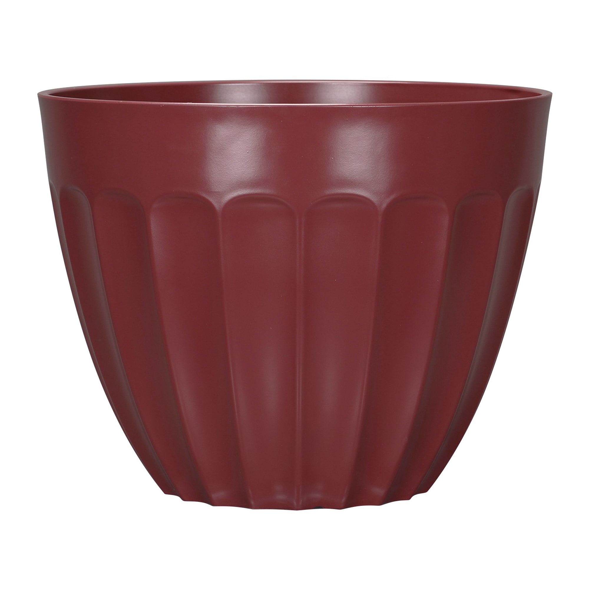 allen + roth PLJ9716PCJ Round 15.16-in W Large Red Recycled plastic Contemporary/Modern Indoor/Outdoor Planter with Drainage Holes
