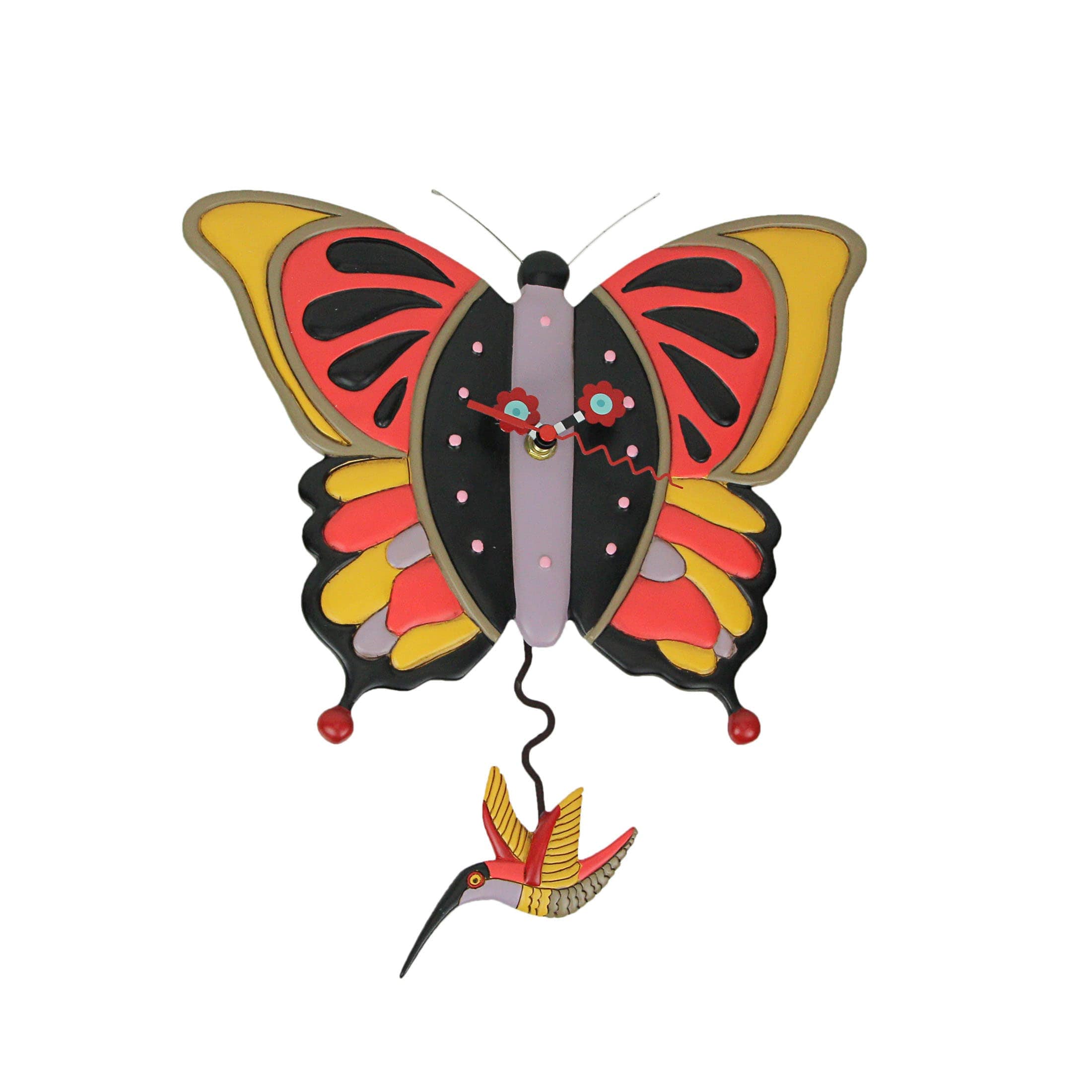 Allen Designs AD-P2154  Flutterby Resin Butterfly Decorative Pendulum Wall Clock Home Decor