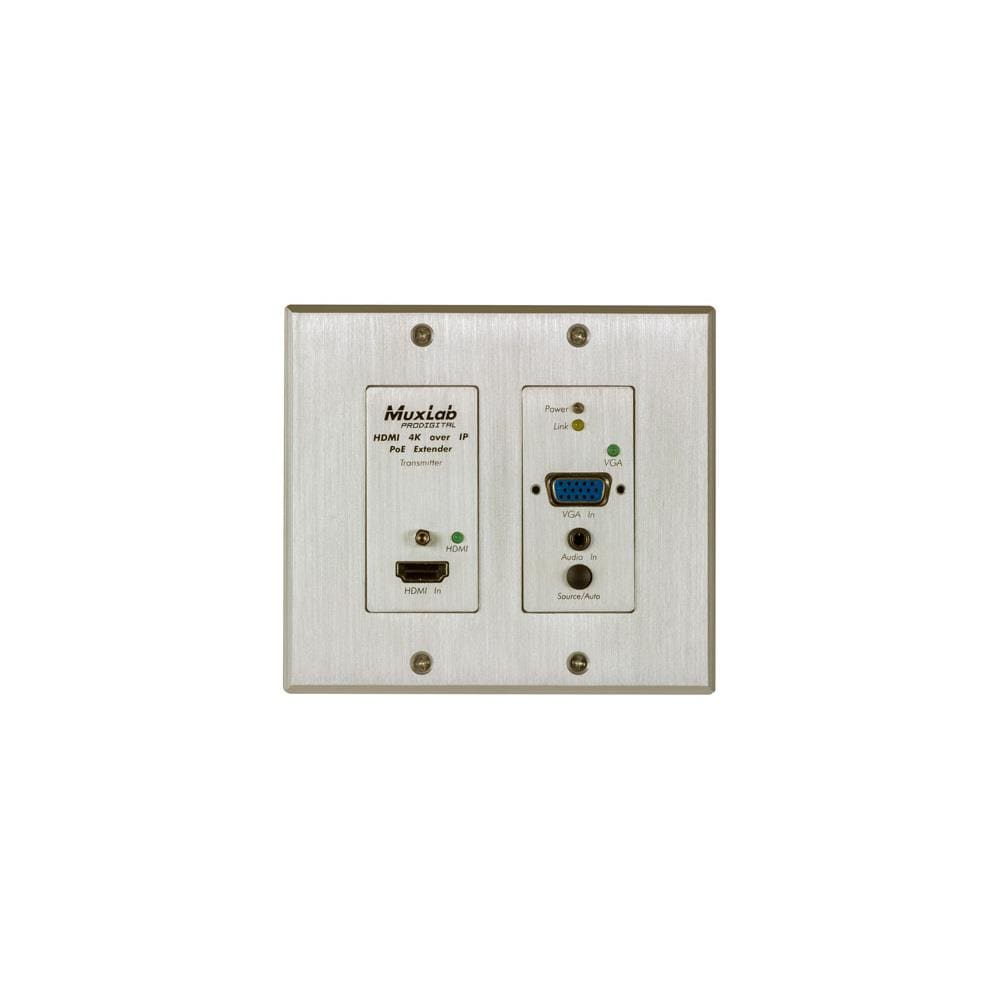  TCNCD356749 MuxLab MUX-500773-TX 4K HDMI and VGA Over IP Wall Plate with PoE
