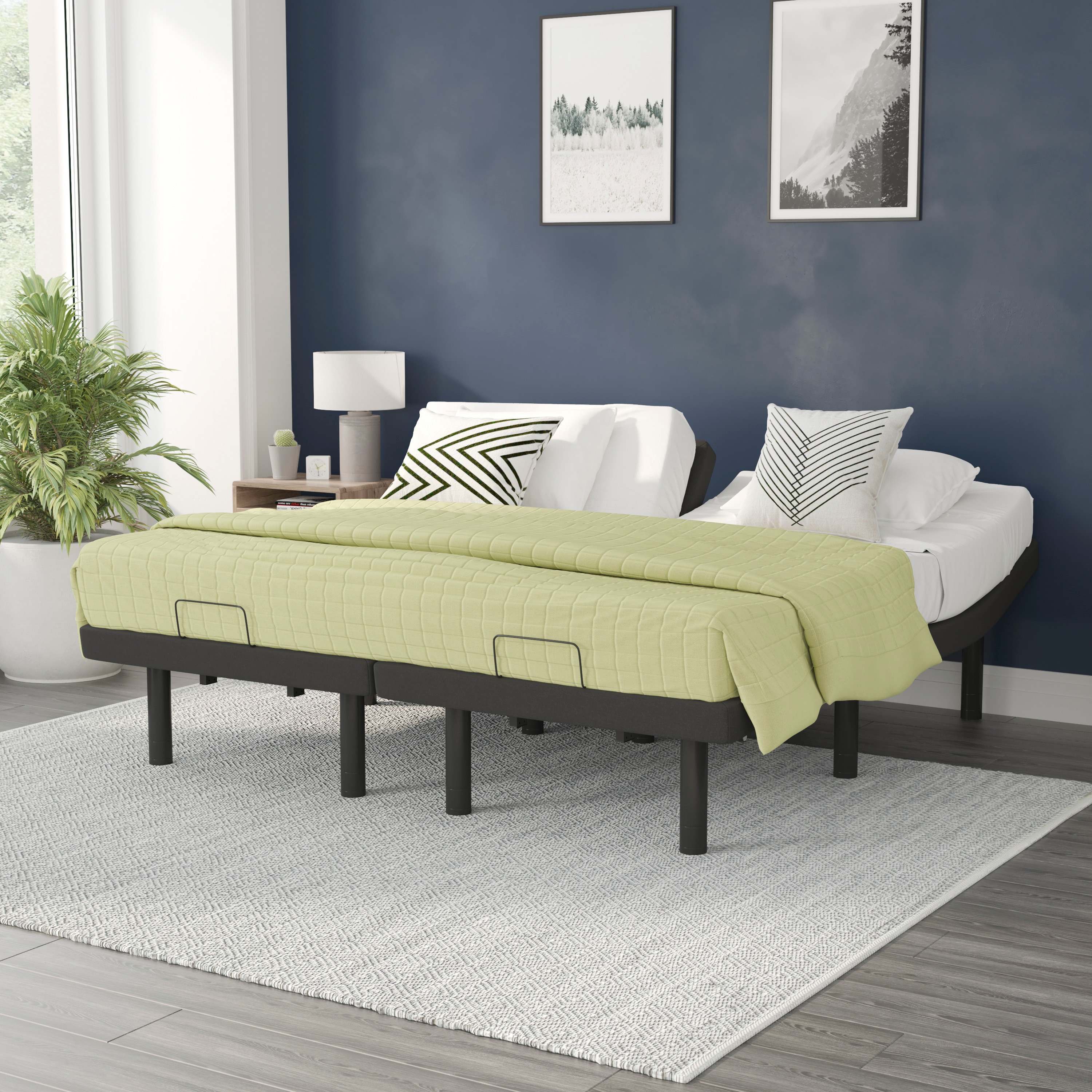 Flash Furniture 840196342566 Selene Black Twin extra long Metal Adjustable Bed