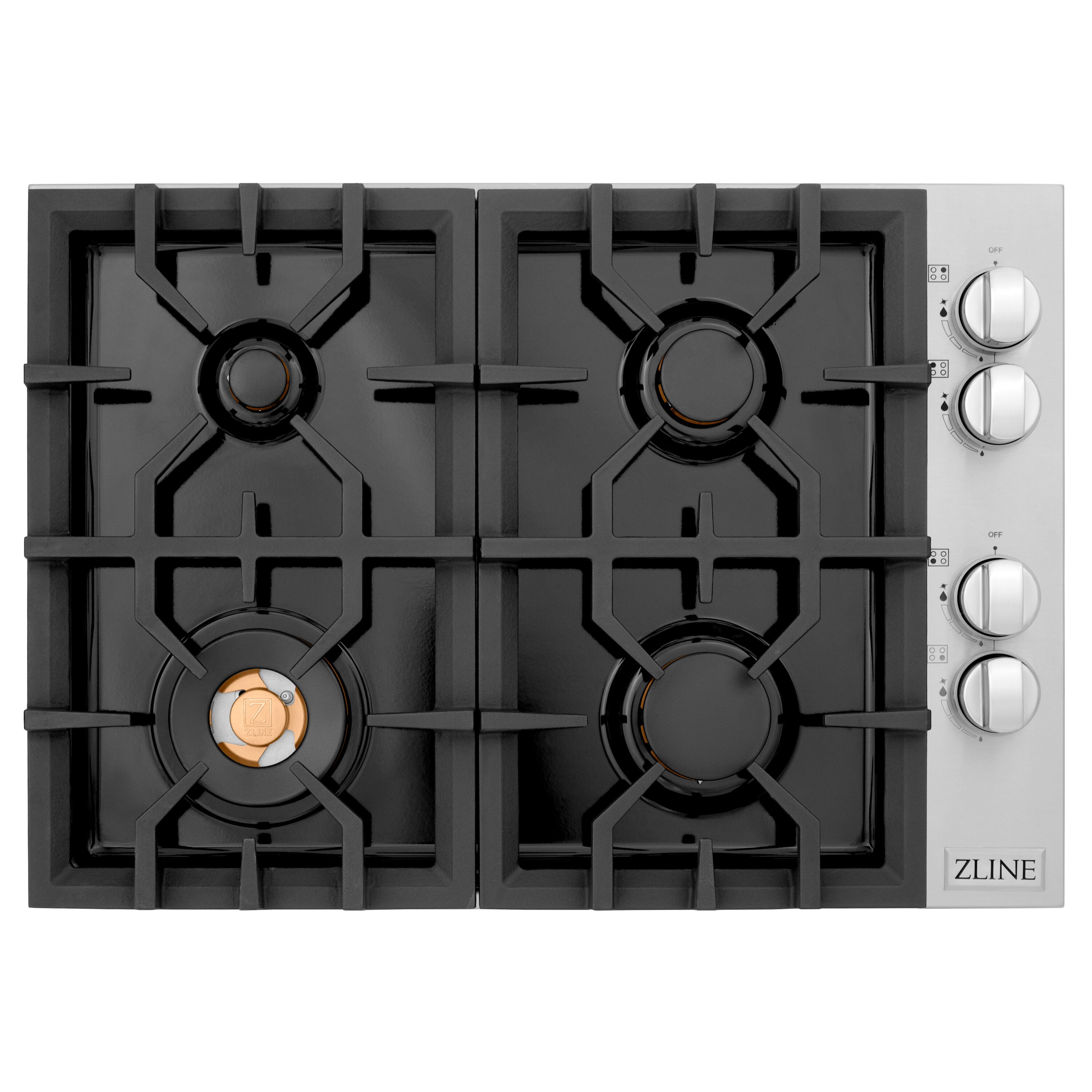 ZLINE 30" Stainless Steel Gas Cooktop with 4 Brass Burners