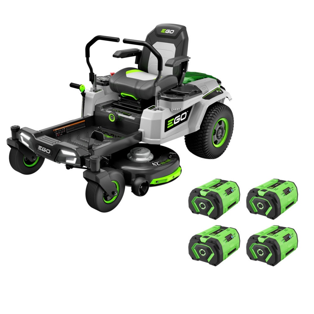 EGO POWER+ Z6 42-in 56-volt Lithium Ion Electric Riding Lawn Mower with (4)  10 Ah Batteries (Charger Included) in the Electric Riding Lawn Mowers  department at