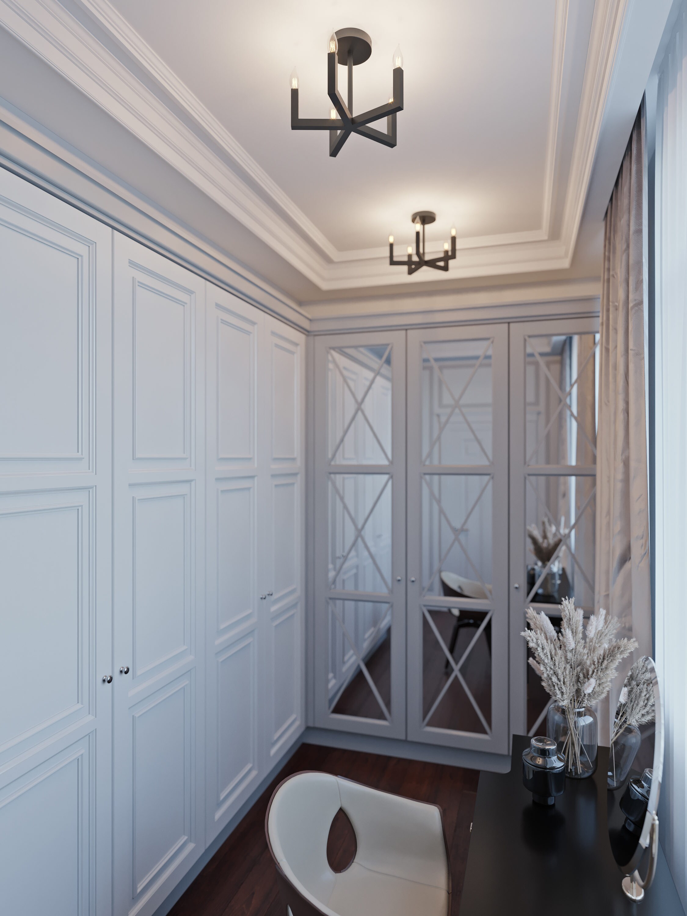 Modern Black Steel 5-Light Semi-Flush Mount Fixture