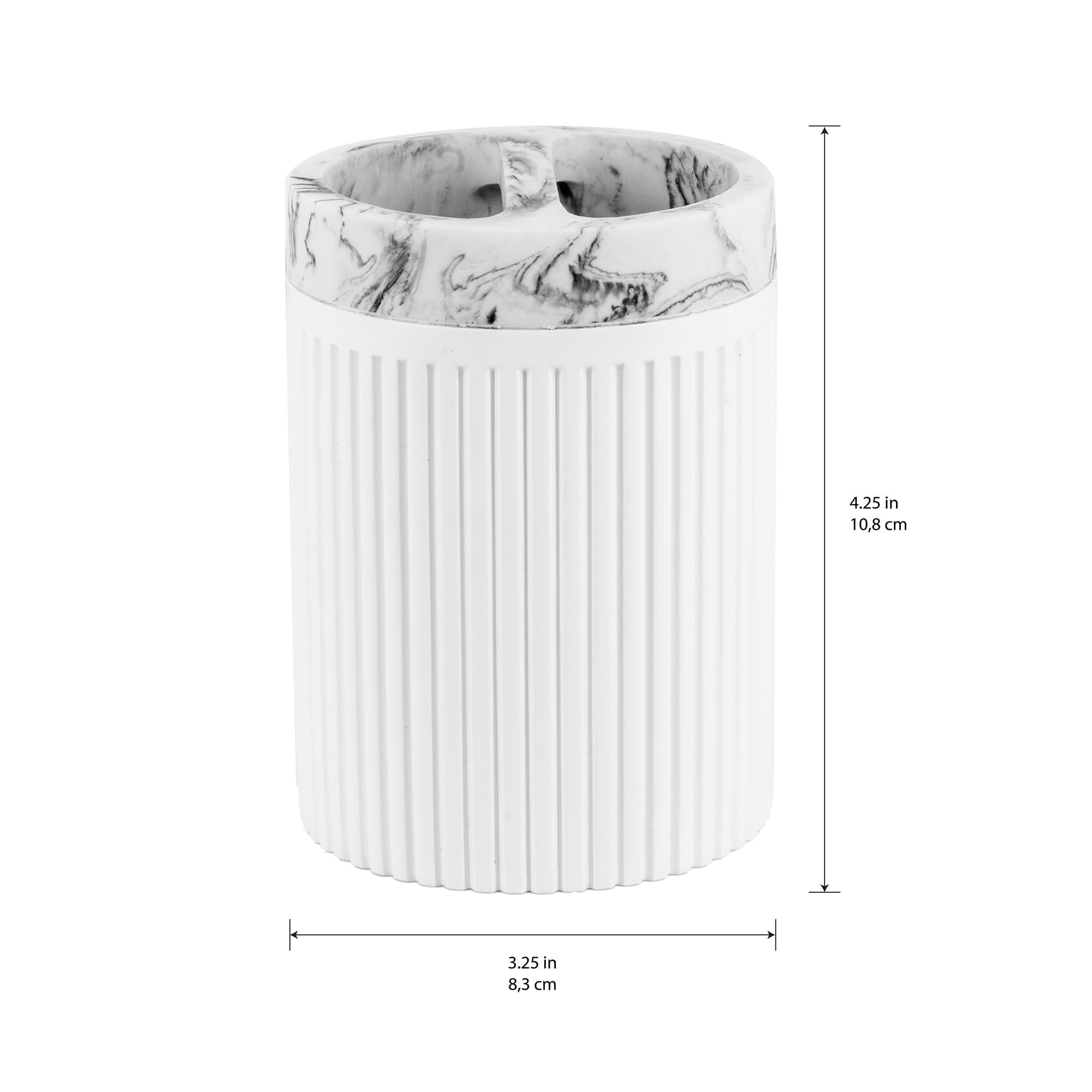 allen + roth Rochelle White Marble Resin Toilet Brush Holder in