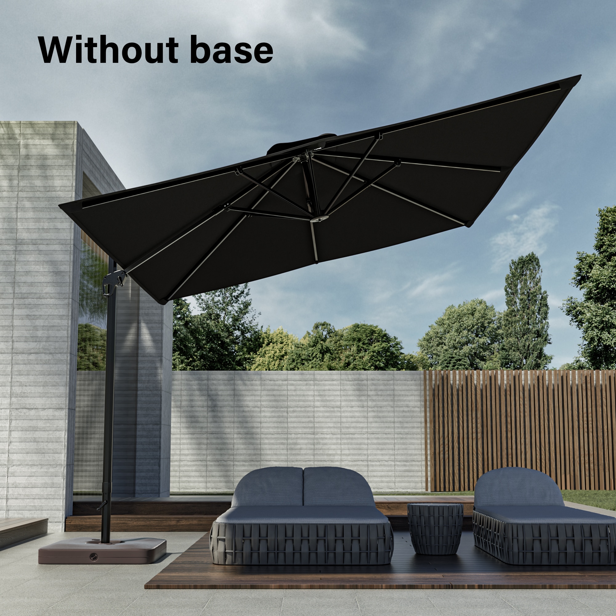 patio様 Sonkuki 11.5-ft Aluminum Off-white No-tilt Cantilever Patio