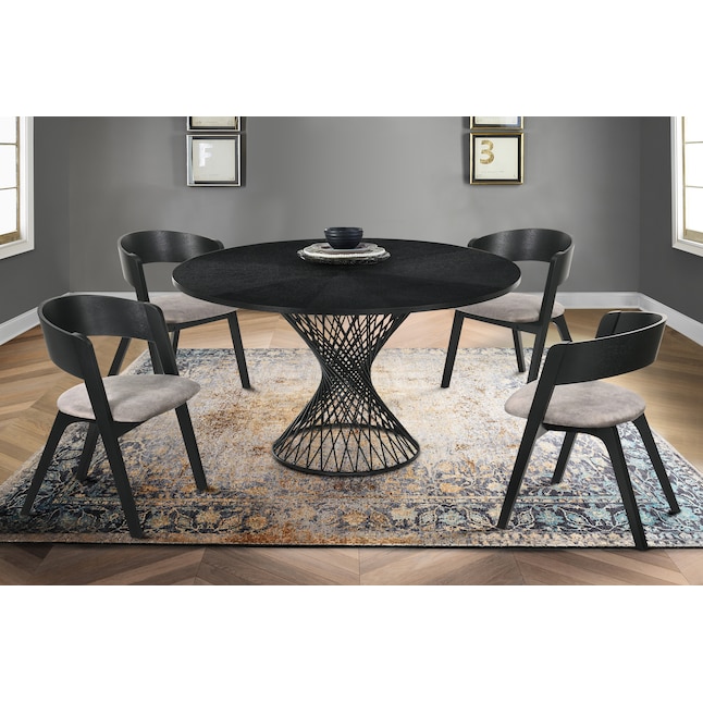Armen Living Cirque Black Round Contemporary/Modern Dining Table, Mdf ...