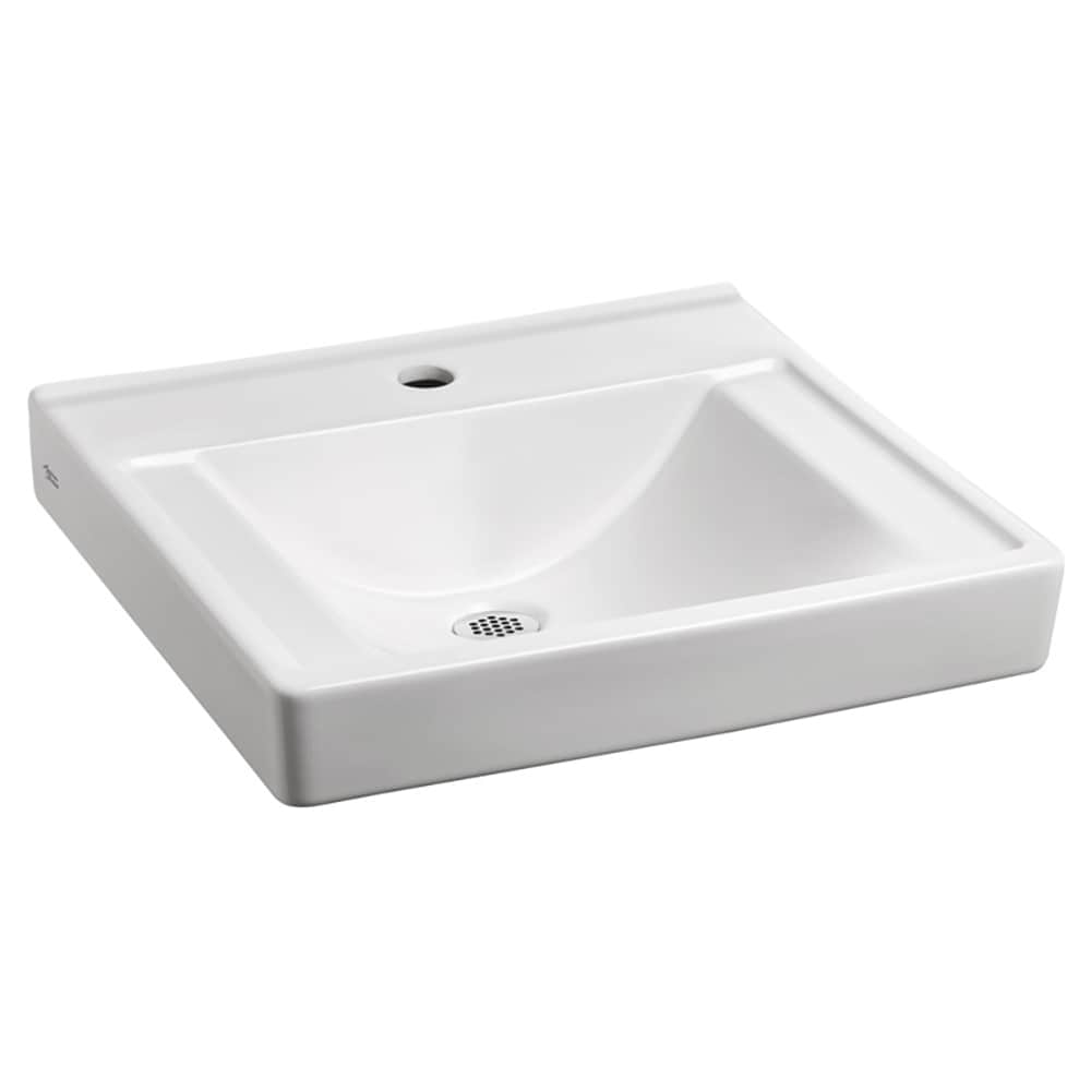 White Ceramic Wall-Mount Rectangular Bathroom Sink