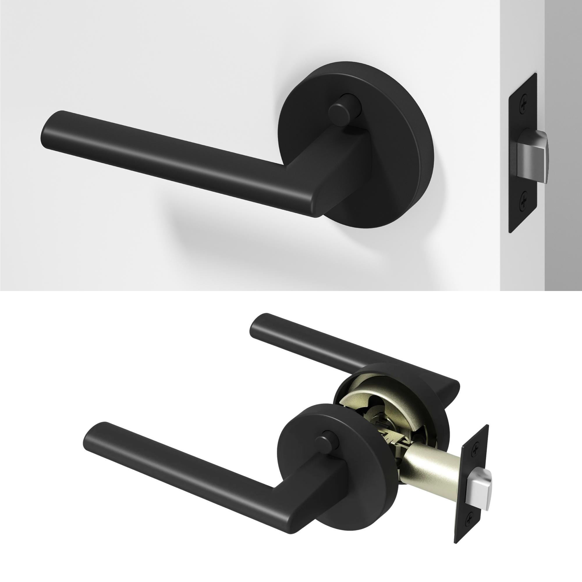 OKUN Brio Matte Black Interior or Bed/Bath Hall/Closet Privacy Door Handle