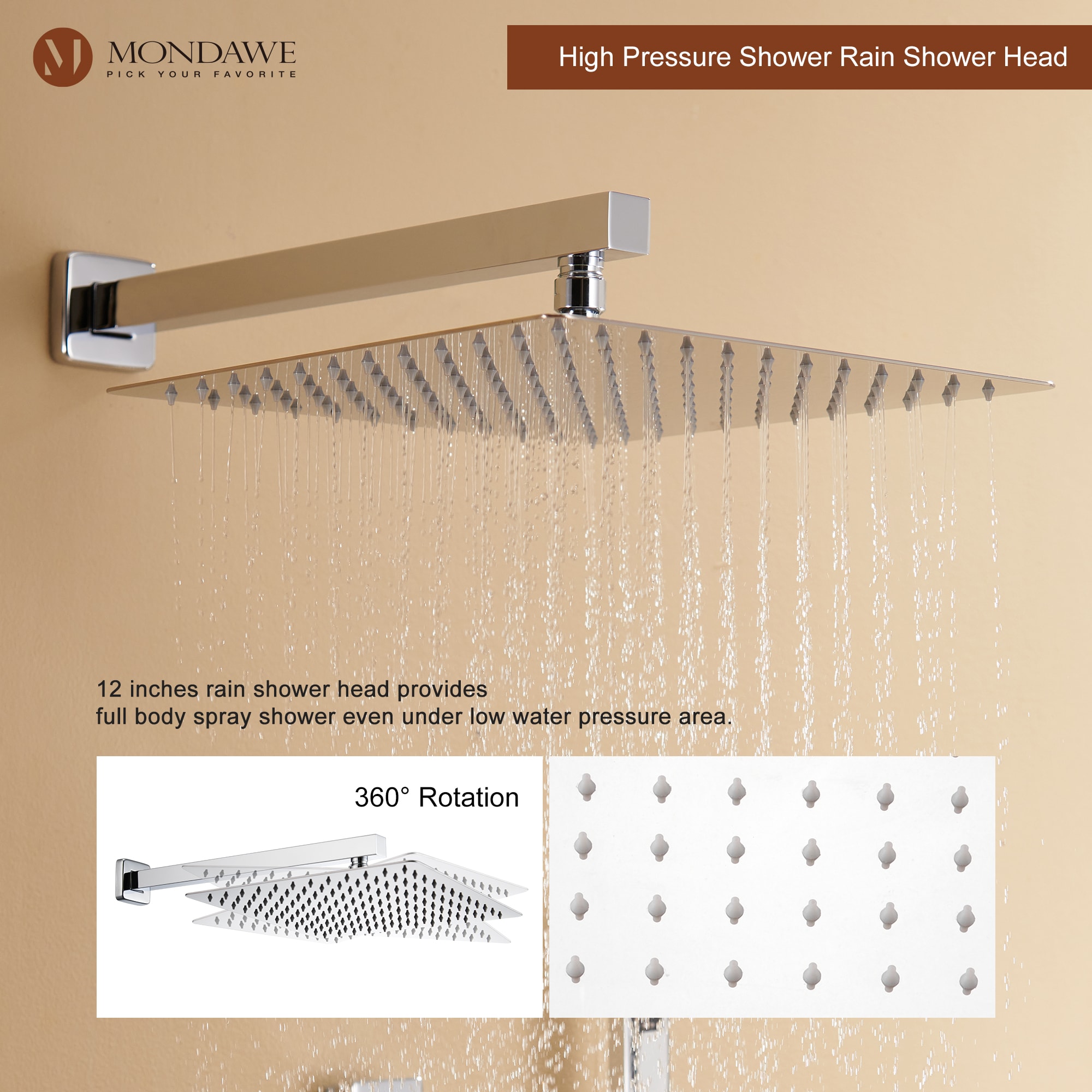Mondawe WF6310-12CH-WM Showerhead-Bar-Panels - View #6