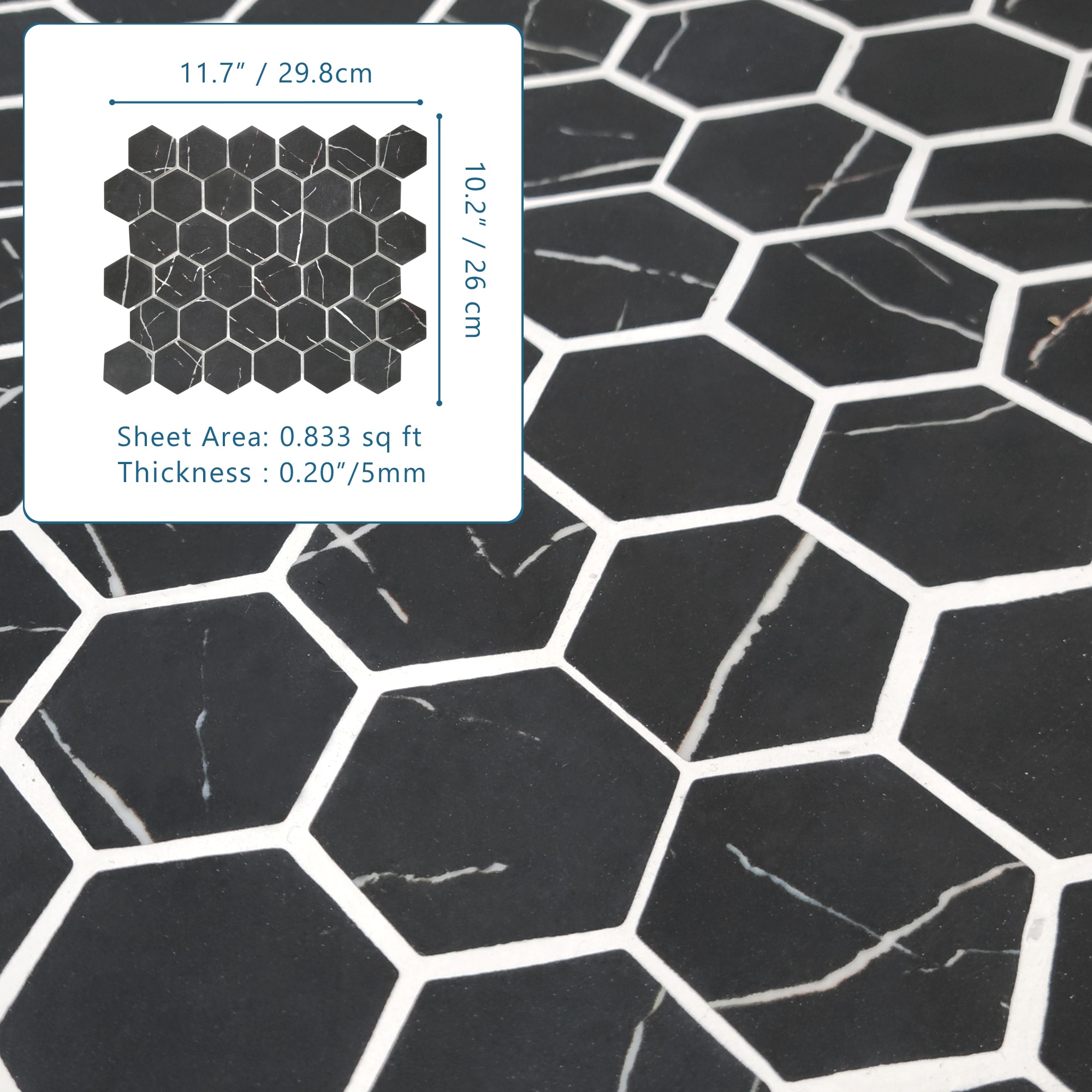 SUNWINGS HEXG-MBLK-10 Ceramic-Tile - View #7